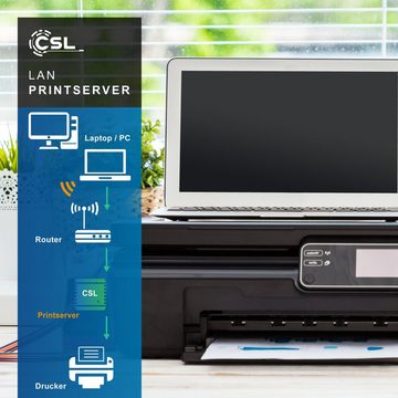 CSL USB-Adapter, LAN Printserver Druckerserver USB2.0, LRP Print Server für Windows