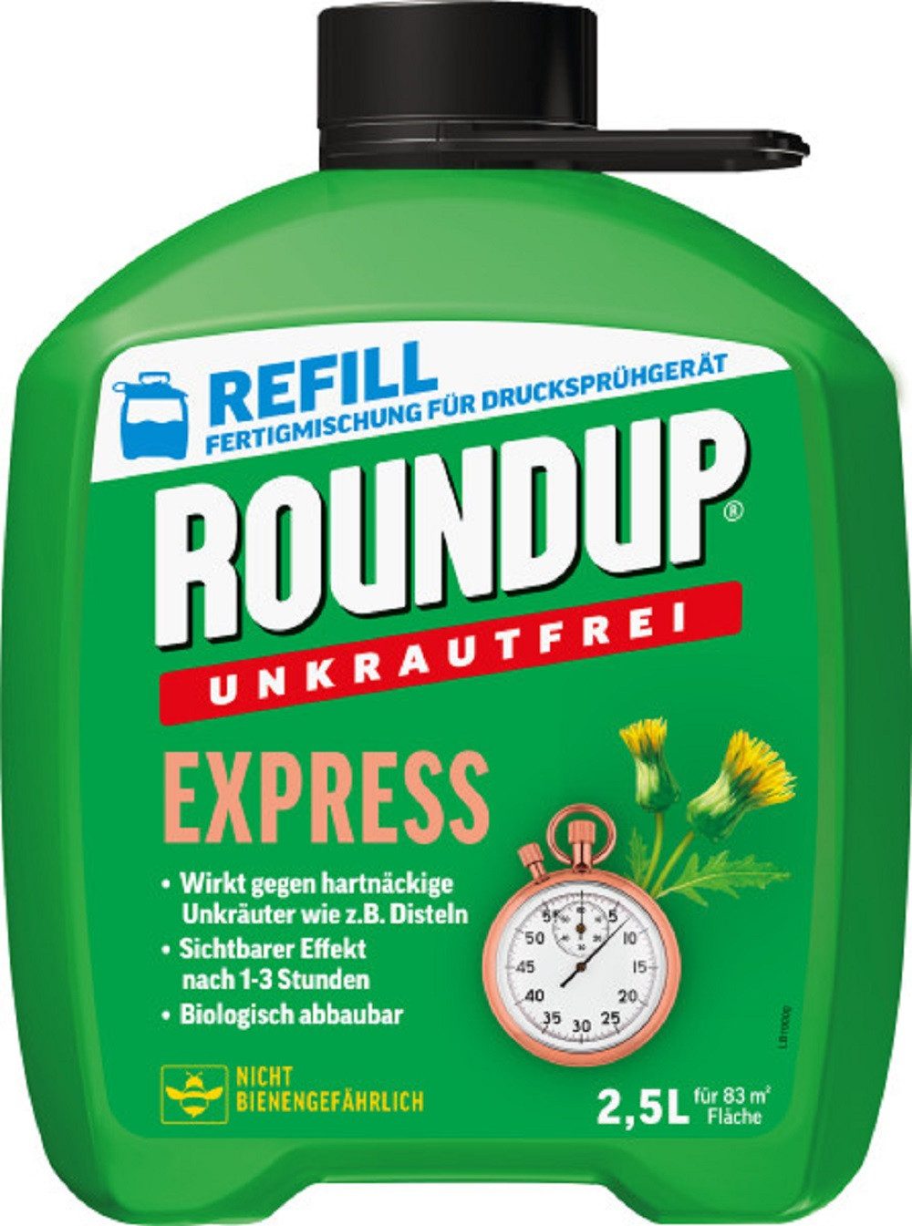 ROUNDUP Unkrautbekämpfungsmittel Roundup Express Unkrautfrei Anwendungsfertig 2,5 L Kanister