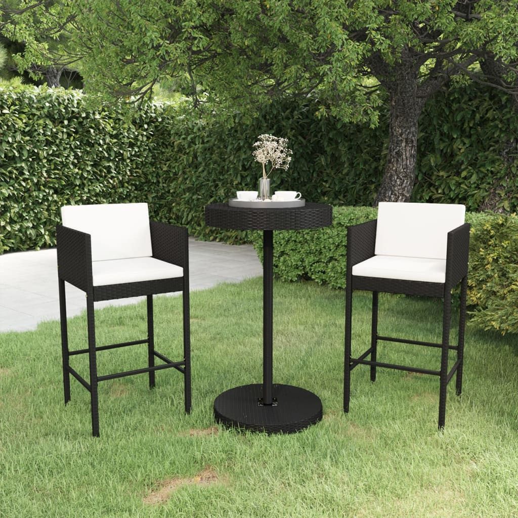 furnicato Gartenbar-Set Schwarz, Tisch Ø 60,5 x 106 cm, Stuhl 50 x 48 x 100 cm, (1-tlg)