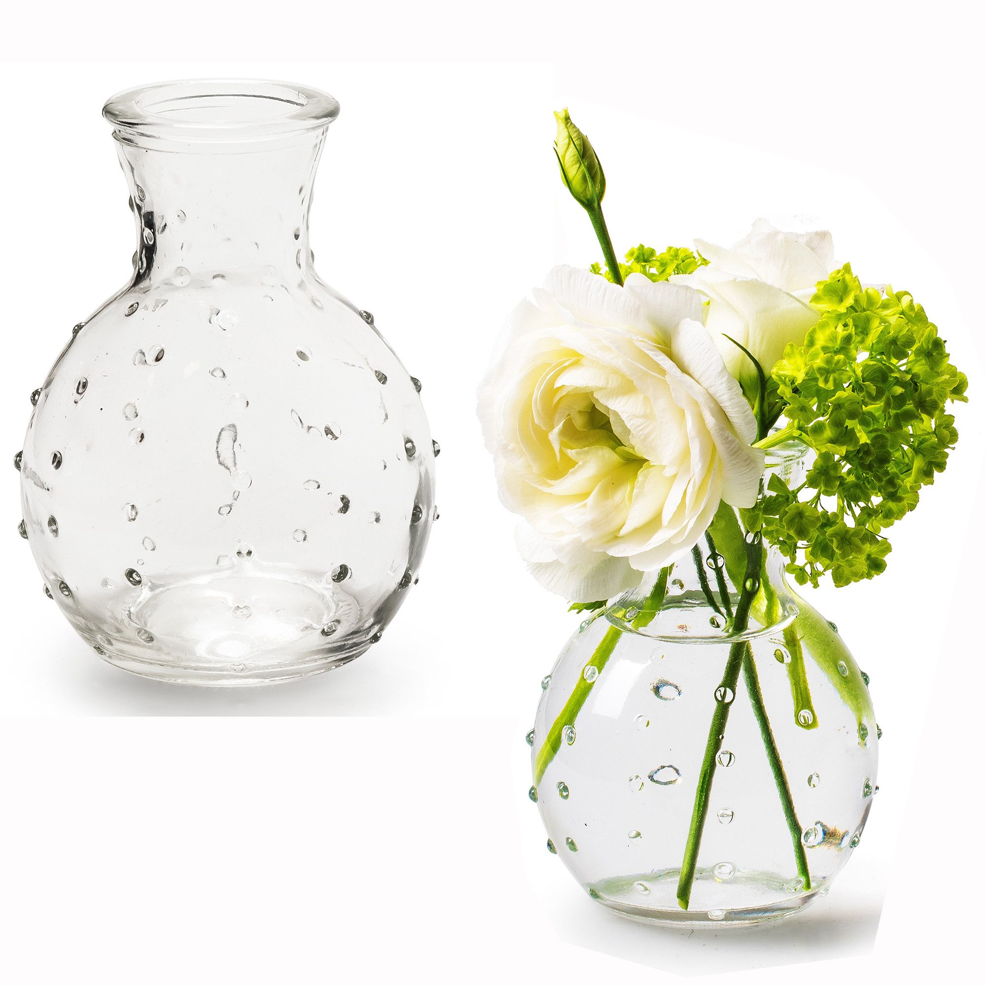 Annastore Dekovase 12 kleine Vasen aus Glas Vintage Blumenvasen Tischvasen Glasvasen, Dekoflaschen, Glasflaschen, Glasfläschchen, Deko-Flaschen