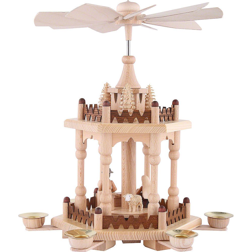 Seiffener Kunsthandwerk Theo Lorenz Weihnachtspyramide 2-stöckige Pyramide Krippenszene (29cm) von Theo Lorenz Kunsthandwerk
