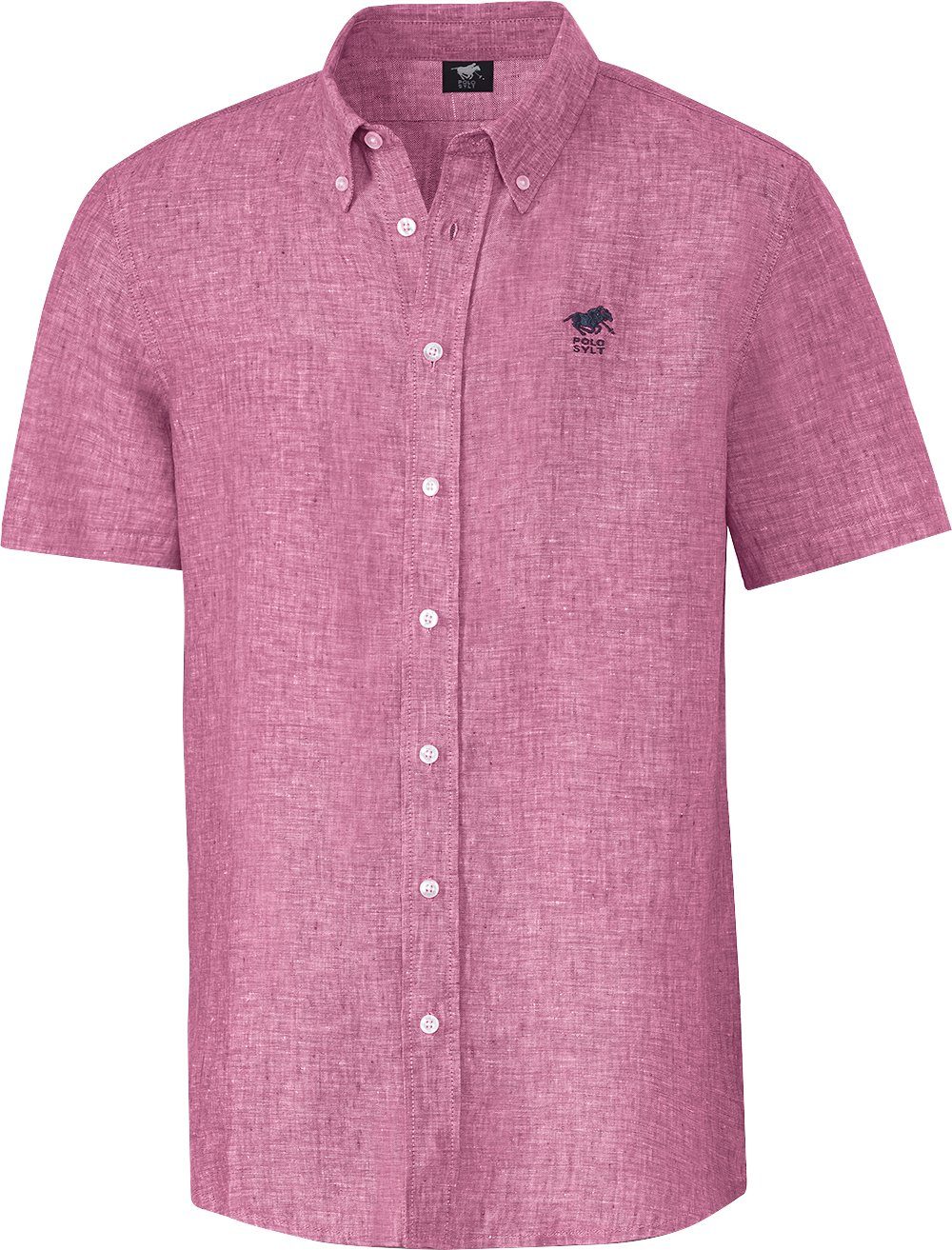 Polo Sylt Kurzarmhemd kurzarm aus reinem Naturmaterial in edler Melé-Optik