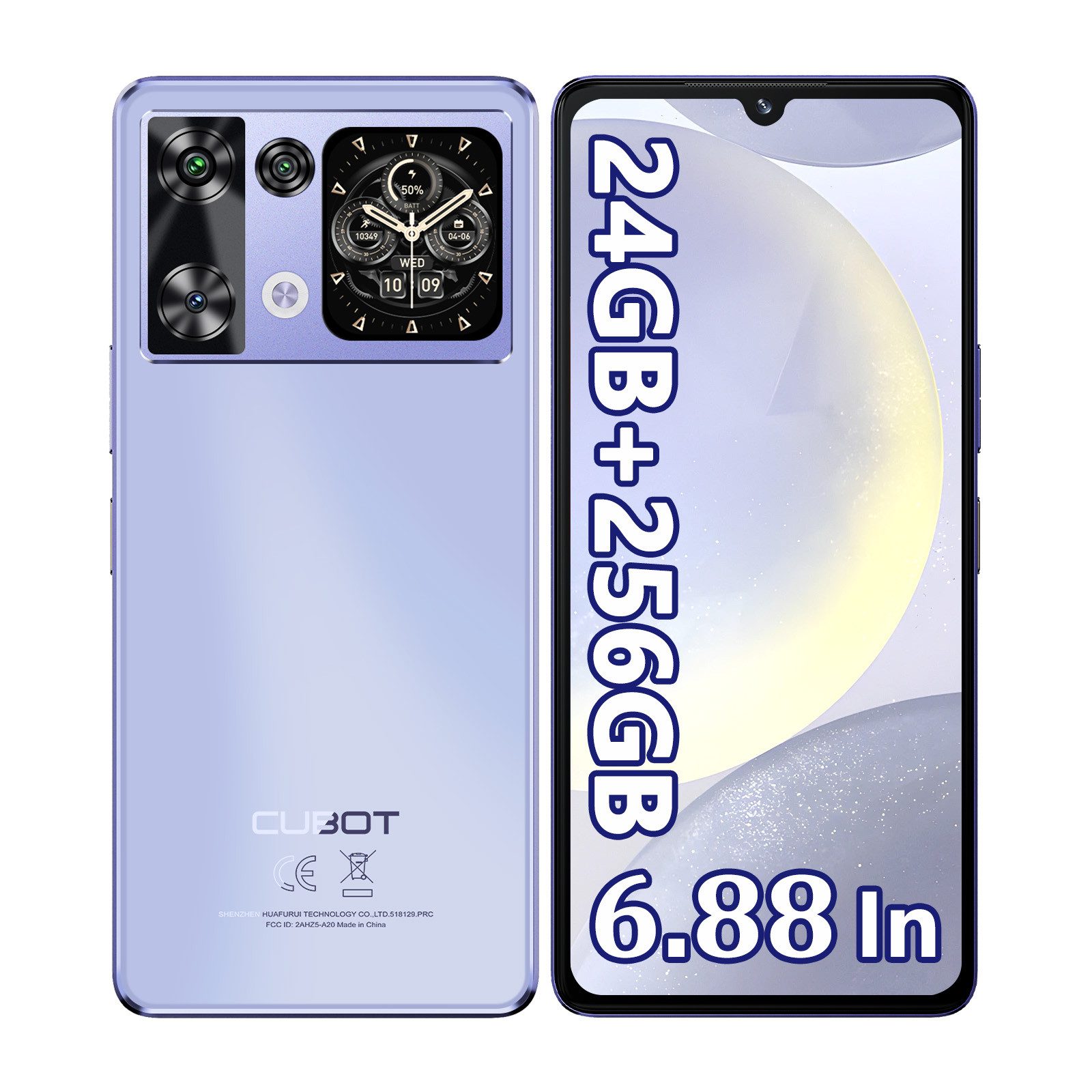 Cubot P90 24+256GB Android 15 Smartphone (17,47 cm/6.88 Zoll, 256 GB Speicherplatz, 64 MP Kamera, 6.88 Zoll HD+ 120Hz Display, 5100 mAh Akku, NFC, GPS, Face ID)