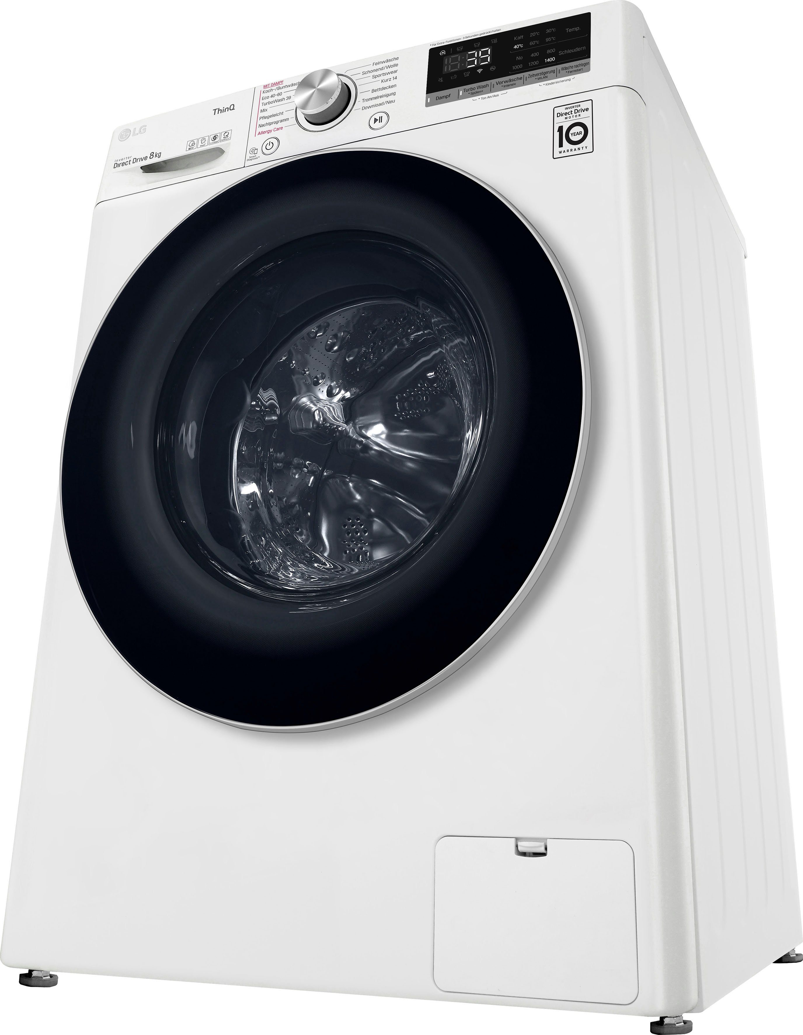 LG Waschmaschine Serie 7 F4WV708P1E, 8 kg, 1400 U/min, TurboWash® - Waschen in nur 39 Minuten – Bild 4 von 5