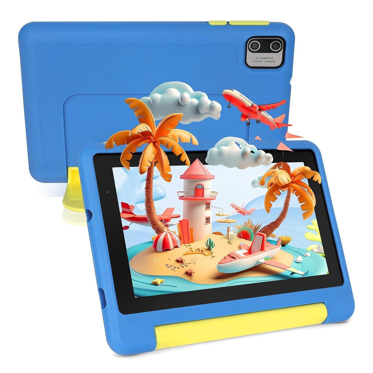 Happybe 7 Zoll Android 13, 8GB RAM+64GB ROM+128GB erweiterbar WiFi Kinder Tablet (7", 64 GB, Android 13, WiFi, Kinder-Tablet mit Lernspielen, Augenschutz, 64GB)