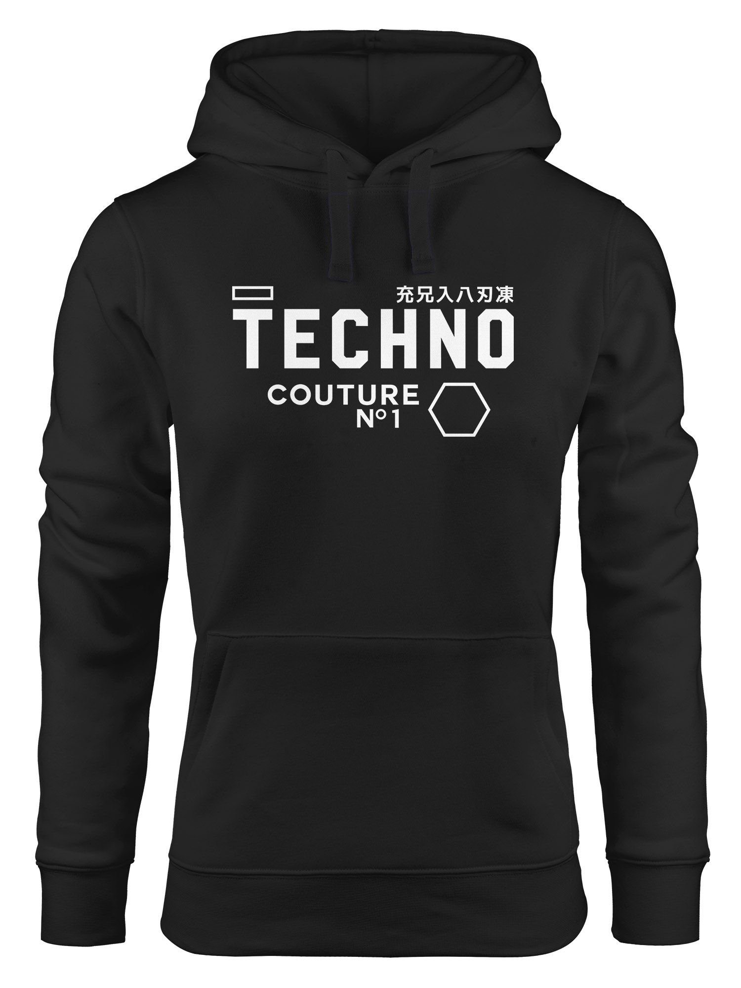 Neverless Hoodie Techno Kapuzen-Pullover Hoodie Damen Neverless® schwarz