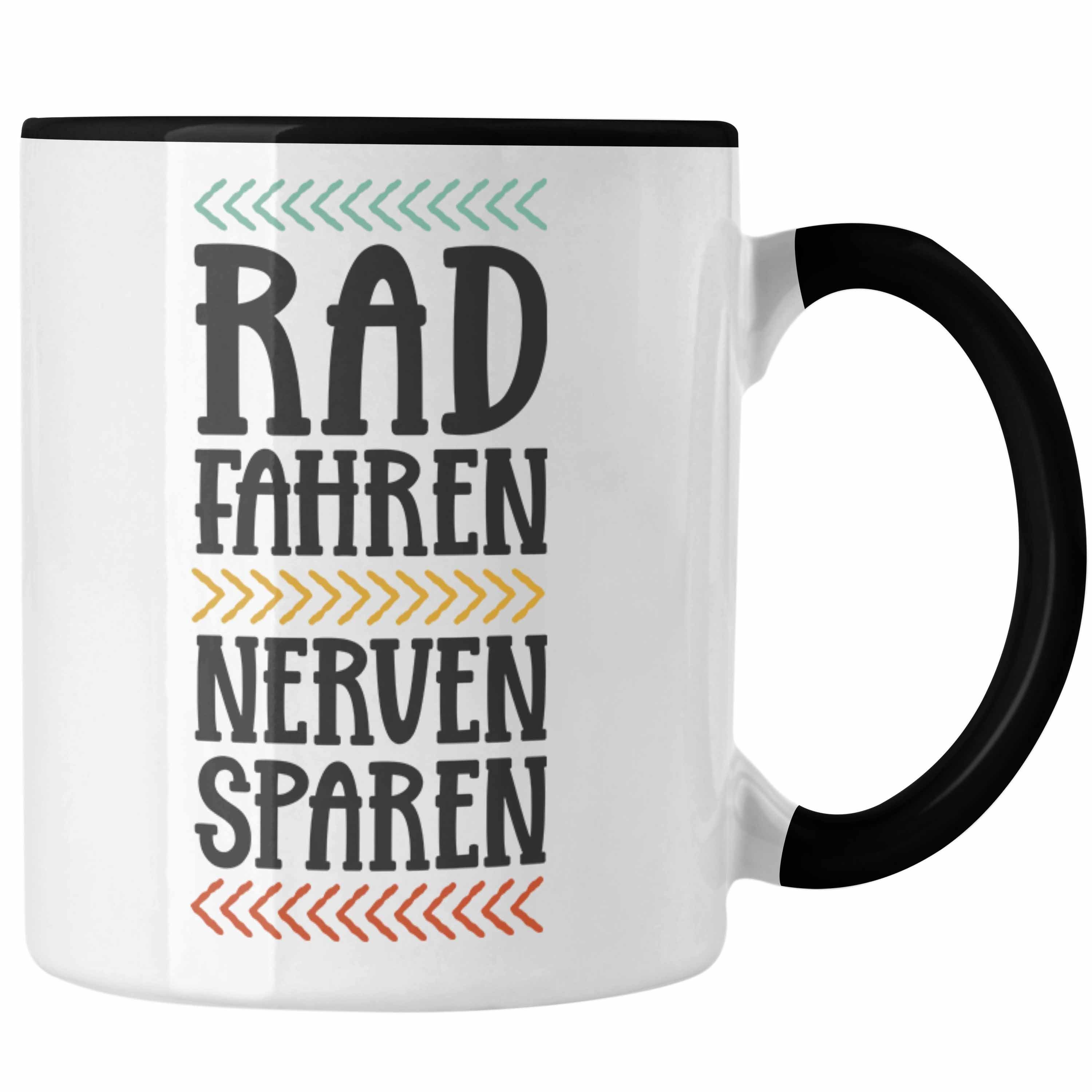 Trendation Tasse Trendation - Fahrrad Radfahrer Geschenk Rennrad Bike Geschenkidee Männer Tasse Fahrradfahrer Kaffeetasse Schwarz