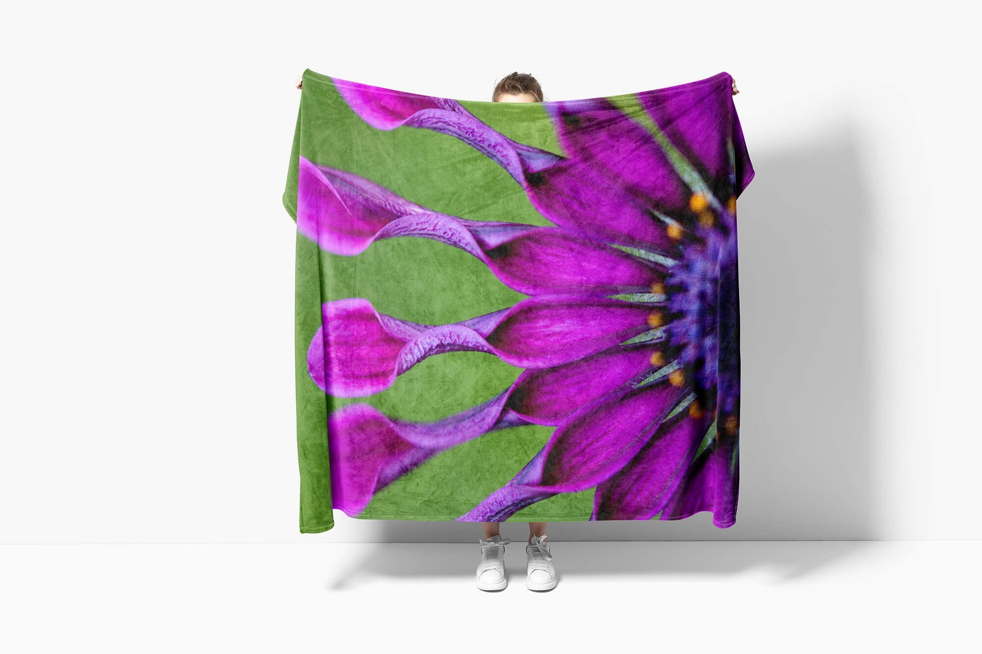 Blüte, Art Strandhandtuch Schöne Handtücher Fotomotiv Saunatuch Handtuch Sinus Blume (1-St), mit Baumwolle-Polyester-Mix Kuscheldecke Handtuch