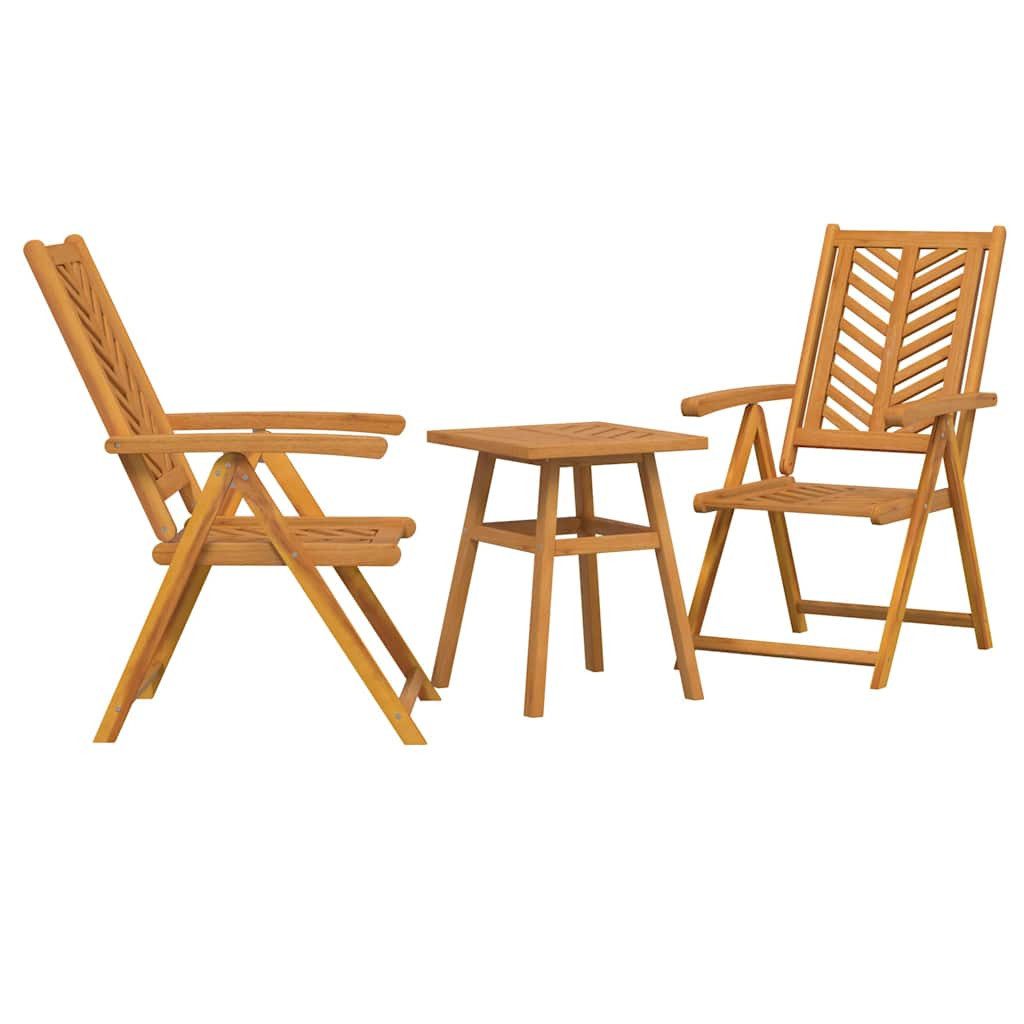 vidaXL Gartentisch Garten Bistro Set 3 pcs Braun Massivholz (3-St)