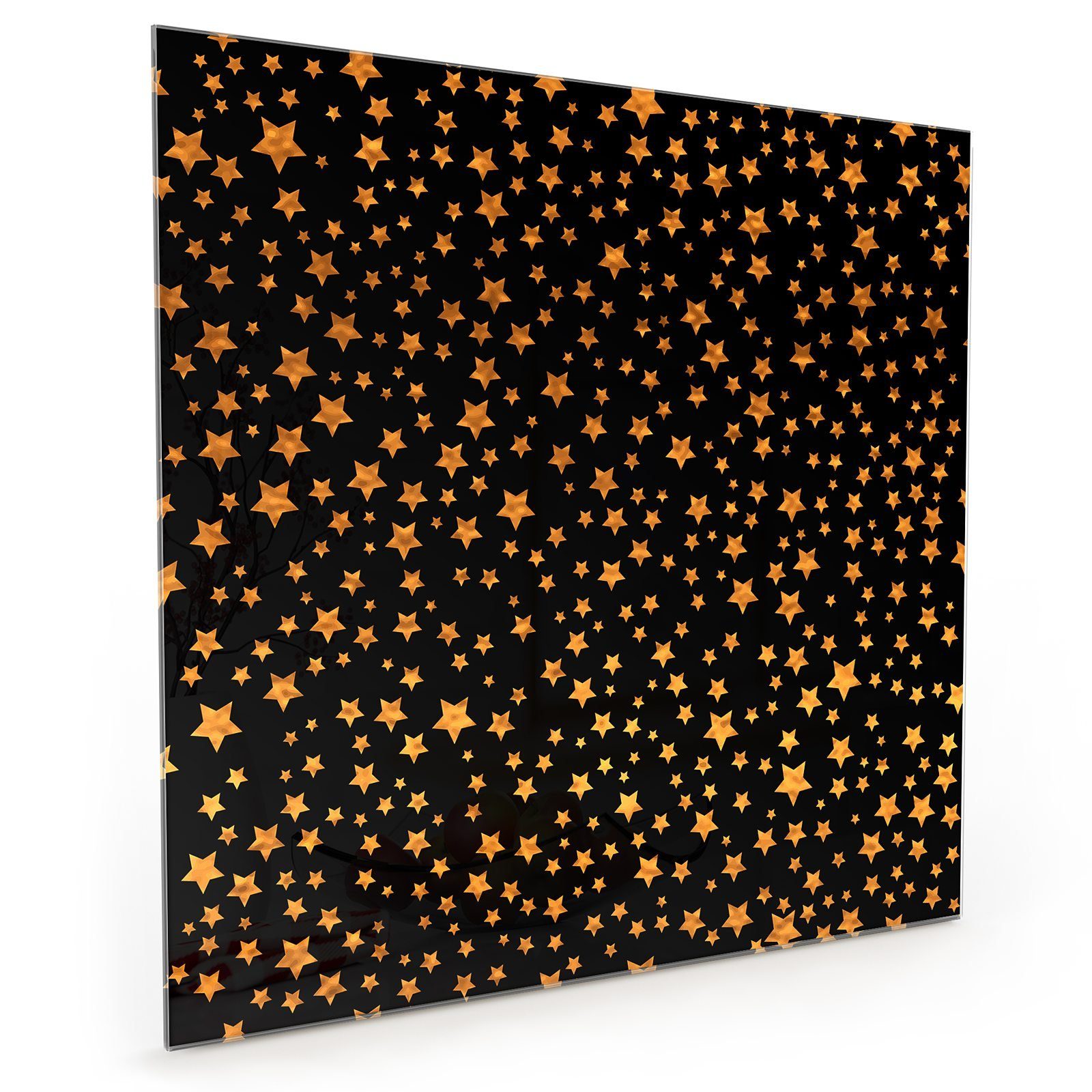 Primedeco Küchenrückwand Spritzschutz Glas Dunkles Muster mit Sternen