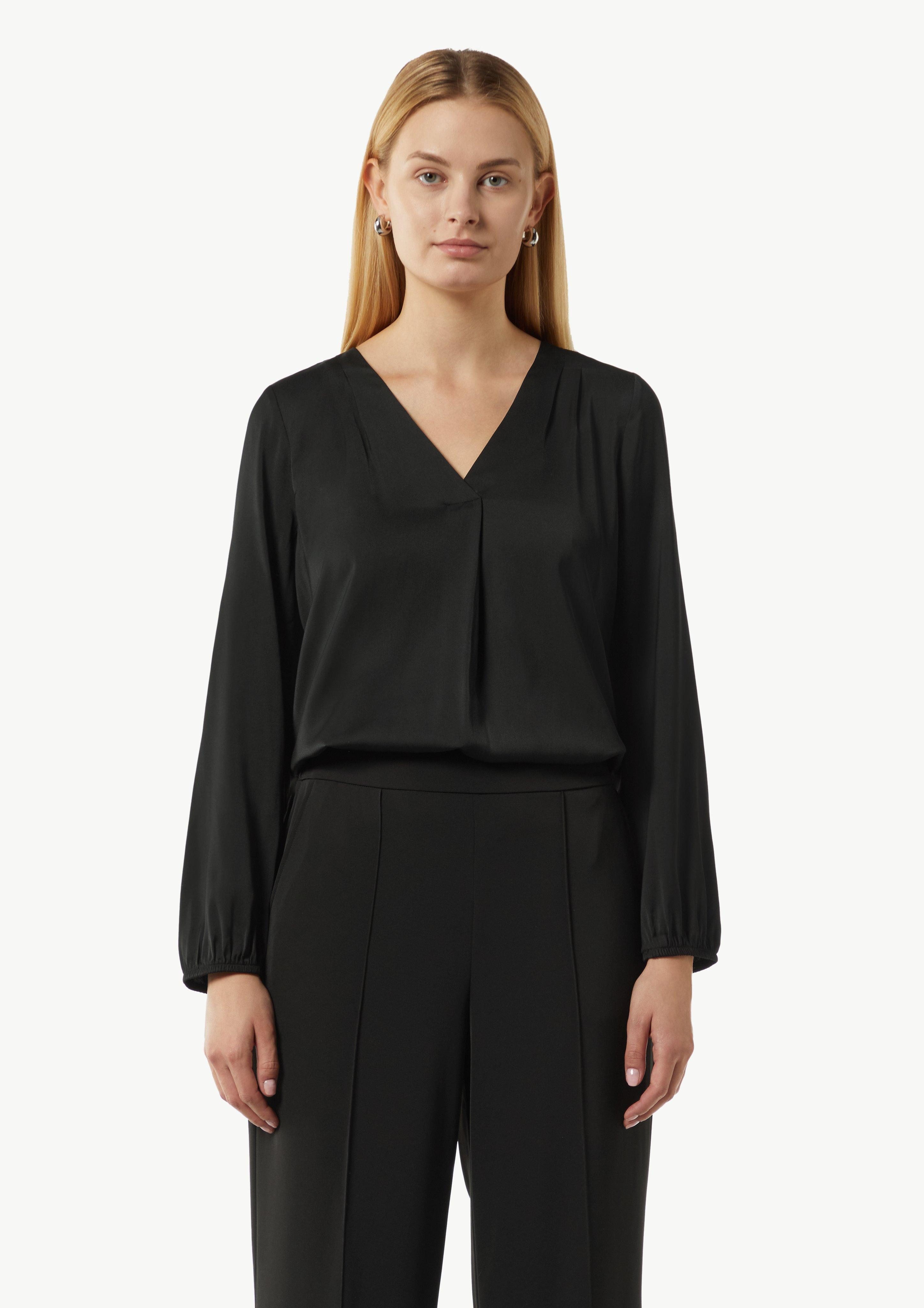 Comma Langarmbluse Satinbluse mit V-Ausschnitt günstig online kaufen