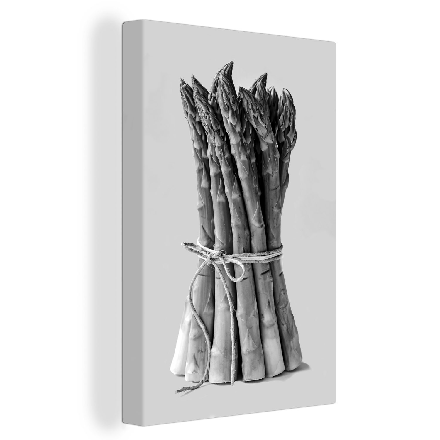 OneMillionCanvasses® Leinwandbild Ein aufrecht St), fertig bespannt Zackenaufhänger, (1 cm und 20x30 - stehendes Gemälde, Spargelbündel inkl. Leinwandbild schwarz weiß