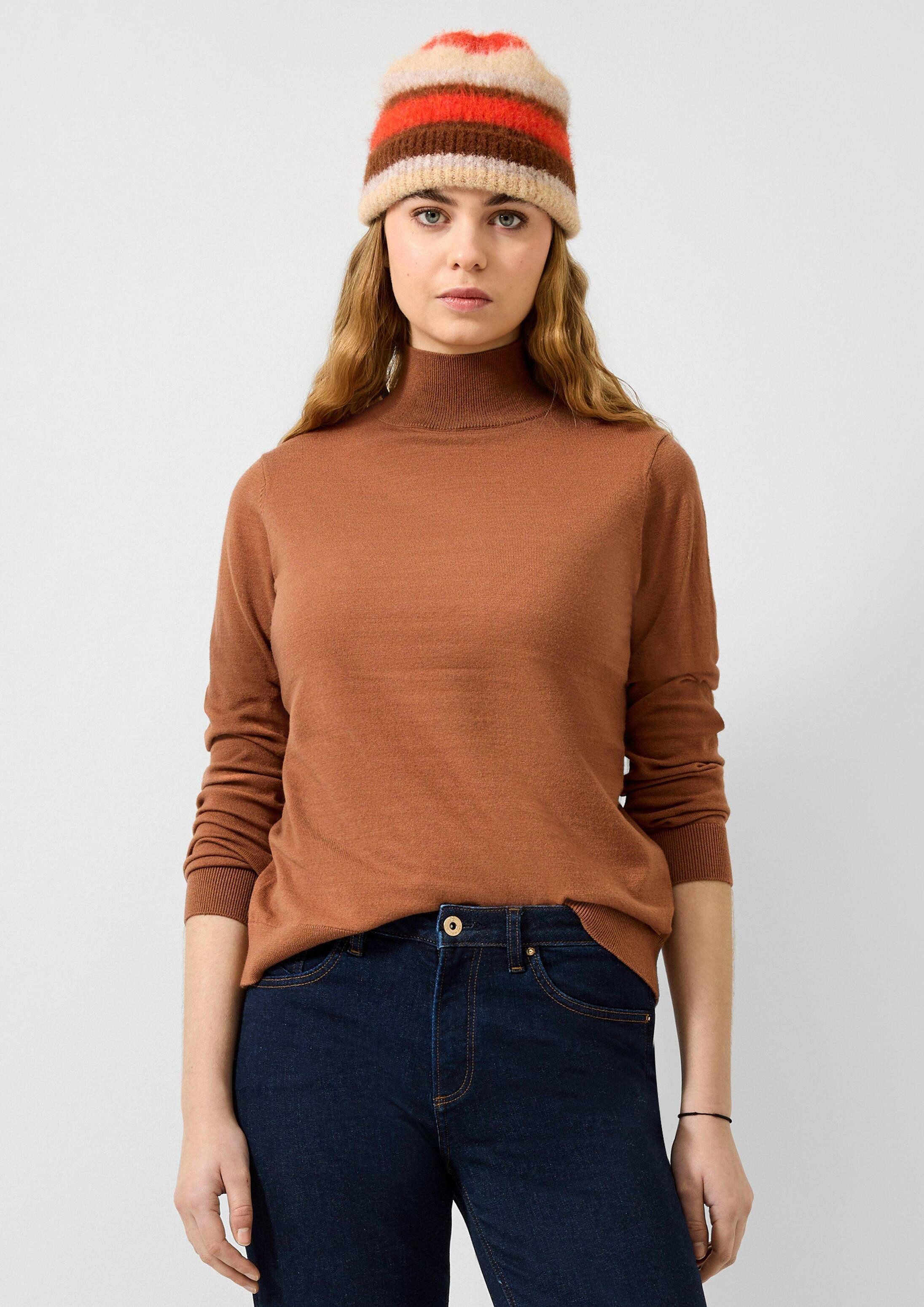QS Longpullover Strickpullover Viskosemix-Pullover mit Stehkragen