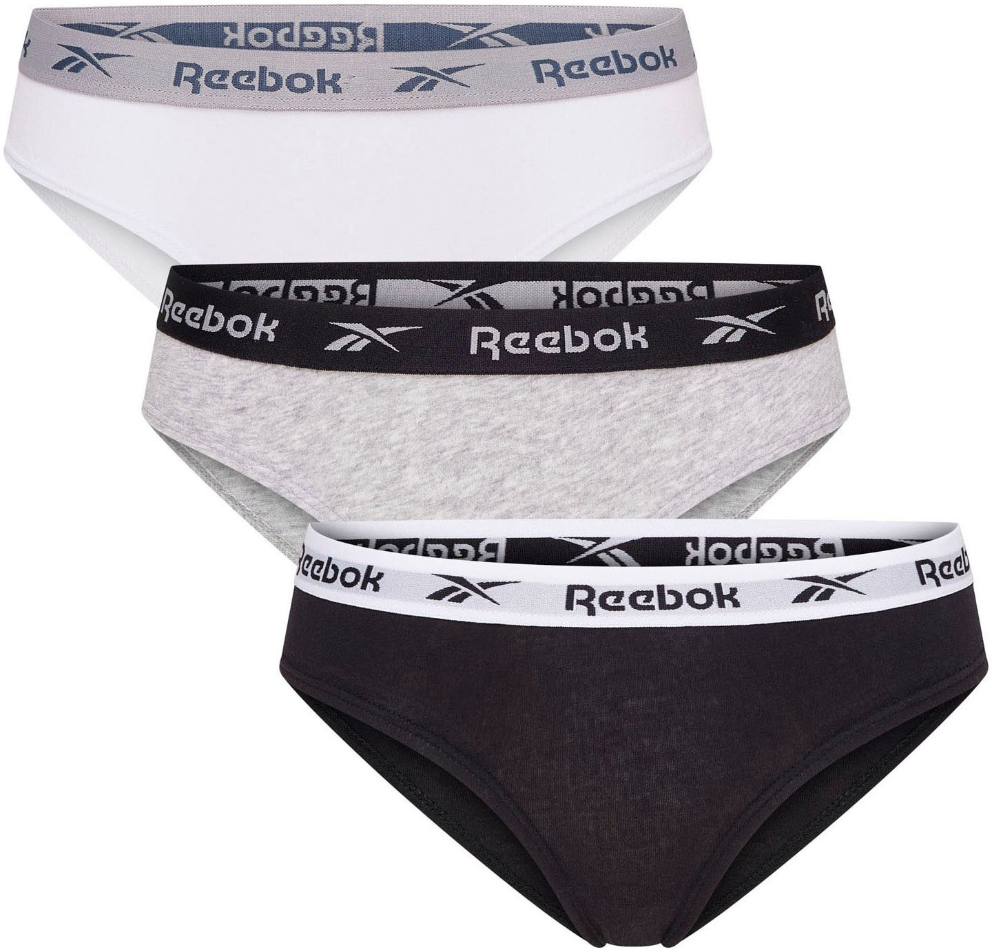 Reebok Bikinislip CARINA eng, basic, bequem, mit Logo, breiter Bund, Baumwollmix