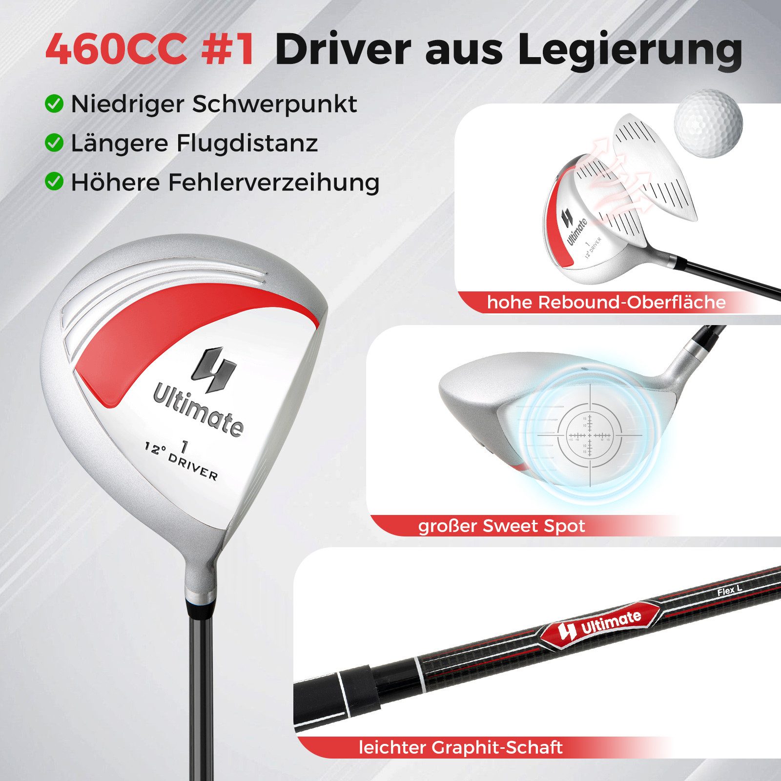 COSTWAY Golfschläger + Golfbag, Komplettes Golfschläger-Set für Damen