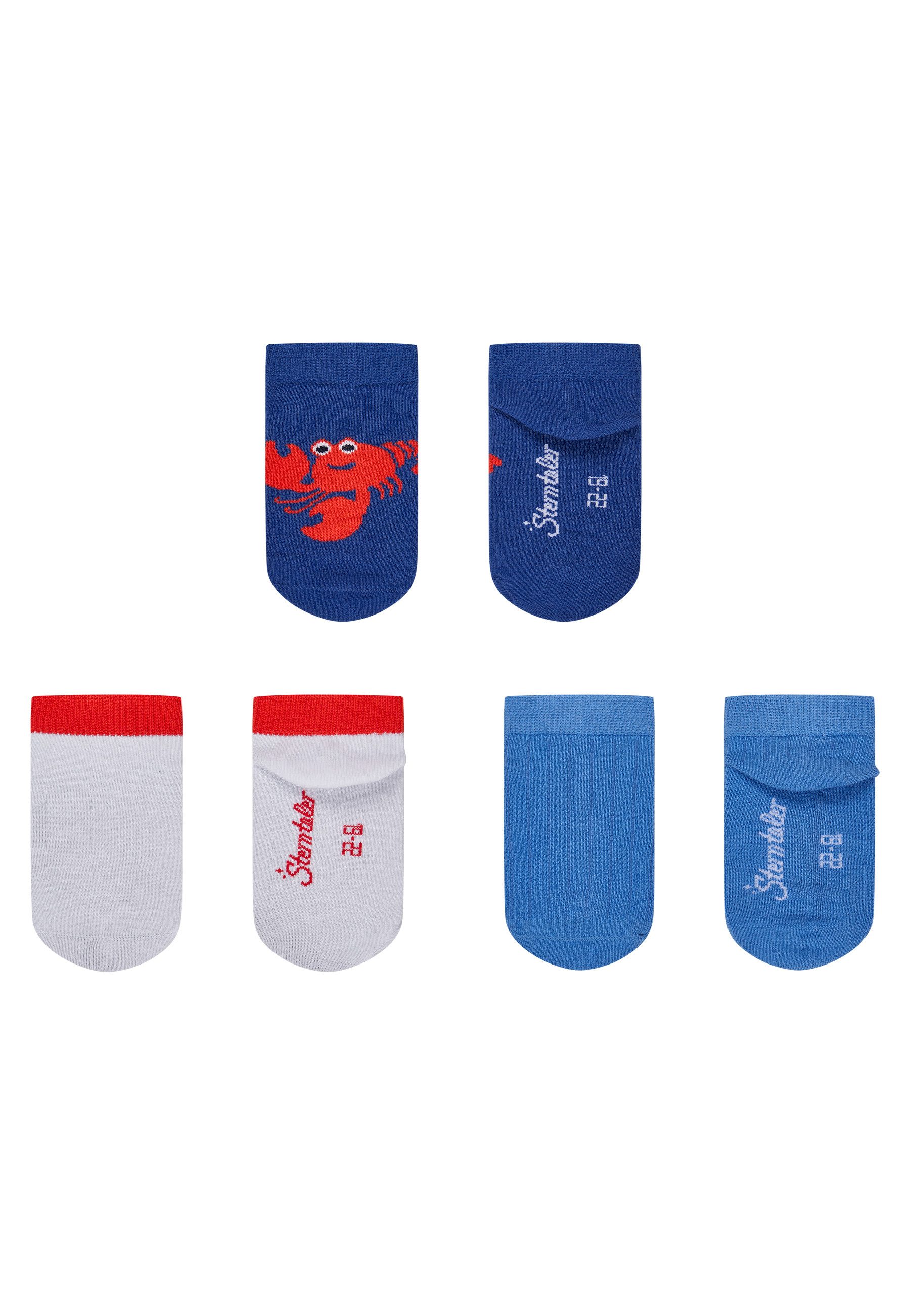 Sterntaler® Sneakersocken Sneaker Socken 3er-Pack Krebs (3-Paar, Sneaker Socken 3er-Pack Krebs) Sneaker Socken 3er Pack mit Krebs, Uni & Rippe, Baumwolle, elastisch
