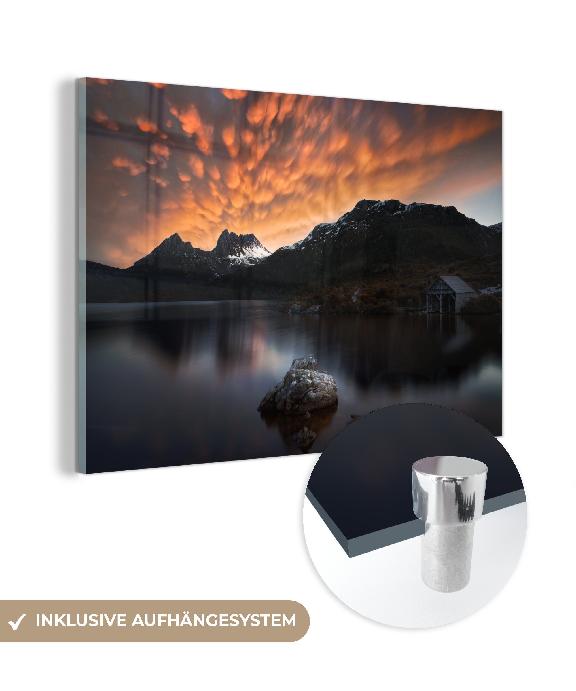 MuchoWow Acrylglasbild Berg - Sonne - Wasser, (1 St), Acrylglasbilder Wohnzimmer & Schlafzimmer