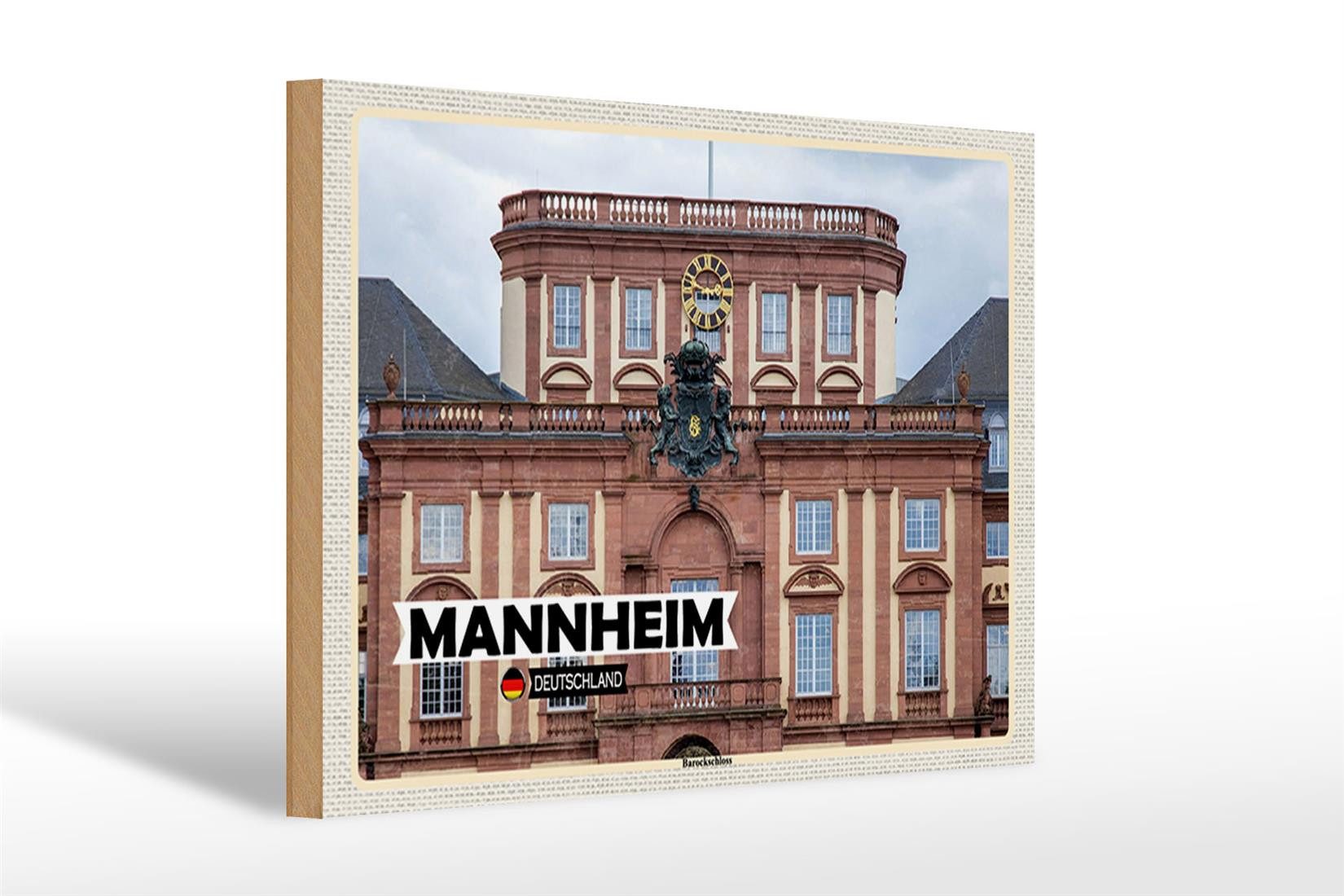 Femer GmbH Holzbild Städte Mannheim Deutschland Barockschloss 30x20cm, (1 St), Glatte Holzfaserplatte (MDF), vorn beschichtet