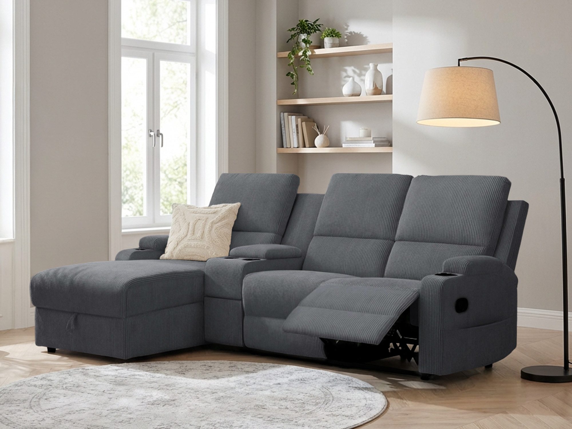 OTTO home Ecksofa NAPORI Multimediasofa, 3er Kinosessel XXL, L-Form, Cord, günstig online kaufen