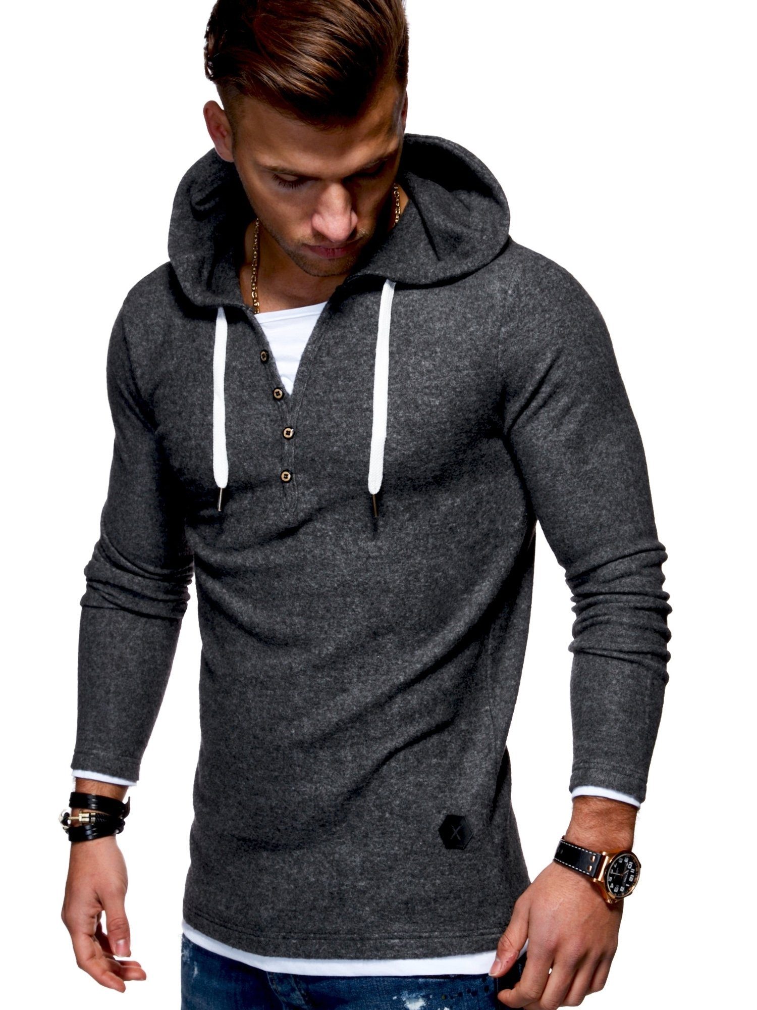 behype Kapuzensweatshirt HENRAY in trendiger 2-in-1-Optik