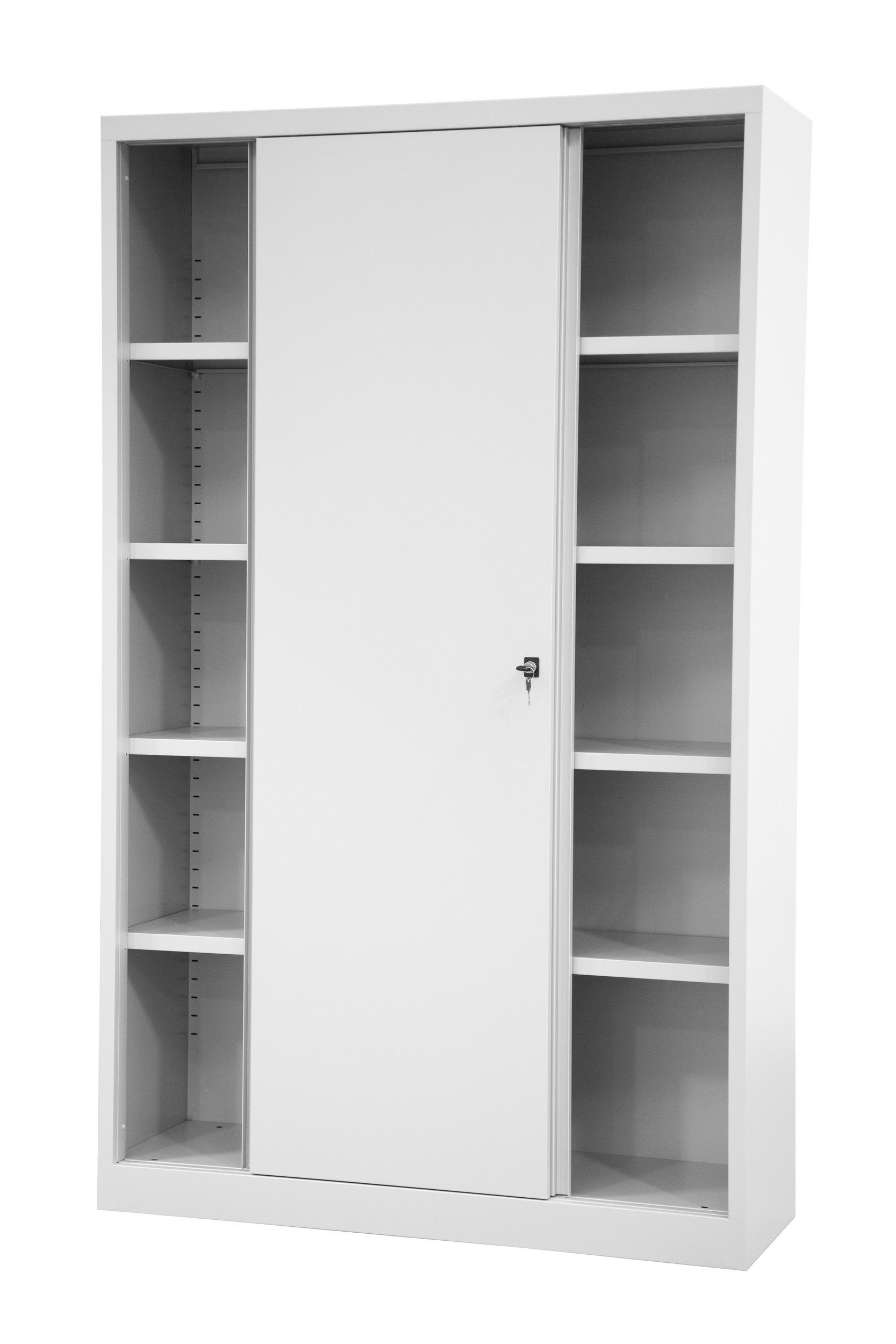 Bisley Aktenschrank Schiebetürenschrank ECO in Lichtgrau - Maße: H 198 x B 120 x T 43 cm