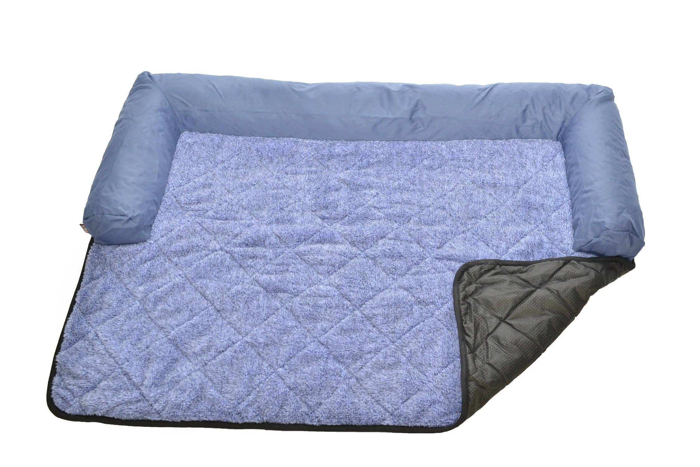 RAIKOU Hundematte Hundebett mit Lehne Waschbares Hundekissen mit Sofaschutz Hundesofa, 100 % Polyester(Teddy-Fleece), Weiches Teddy-Fleece Abnehmbarer Bezug