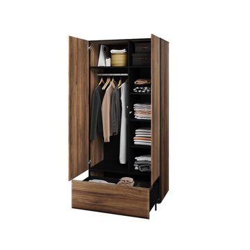 Compleo Kleiderschrank mit Schublade und Kleiderbügel BIANCA, Rustikale Schrank Breite:90 cm