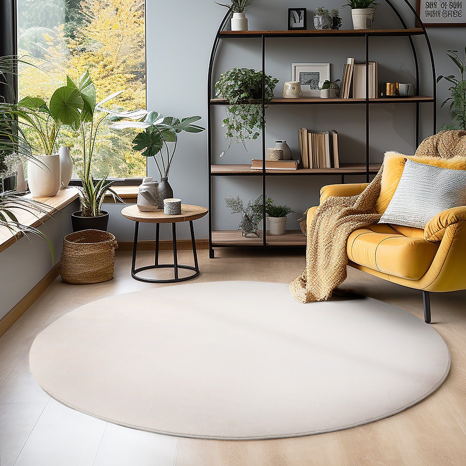 SIMPEX24 Teppich Unicolor - Einfarbig, Rund, Höhe: 7 mm, Moderner Flauschig günstig online kaufen