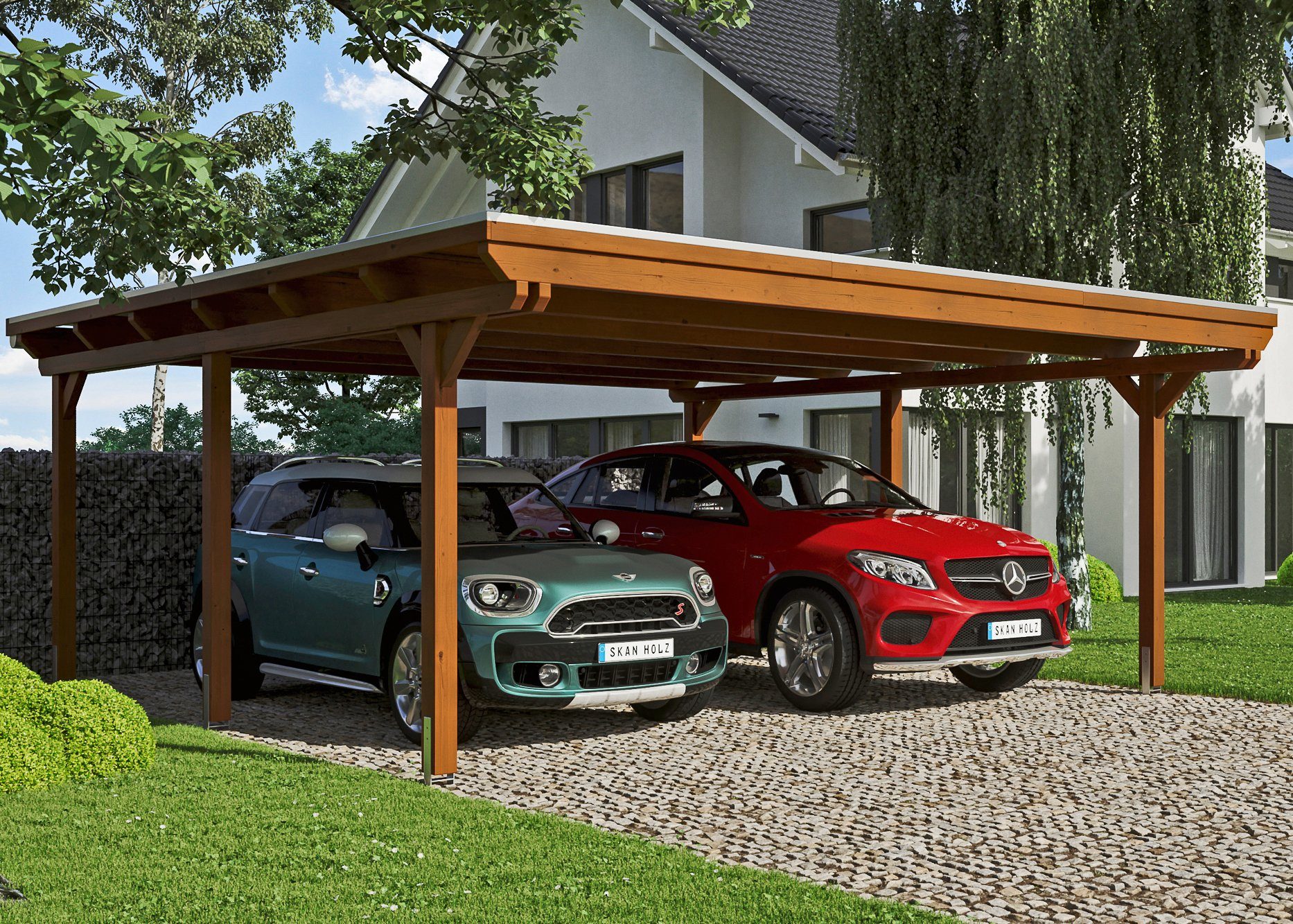 Skanholz Doppelcarport Emsland, BxT: 613x604 cm, 223 cm Einfahrtshöhe | Carports