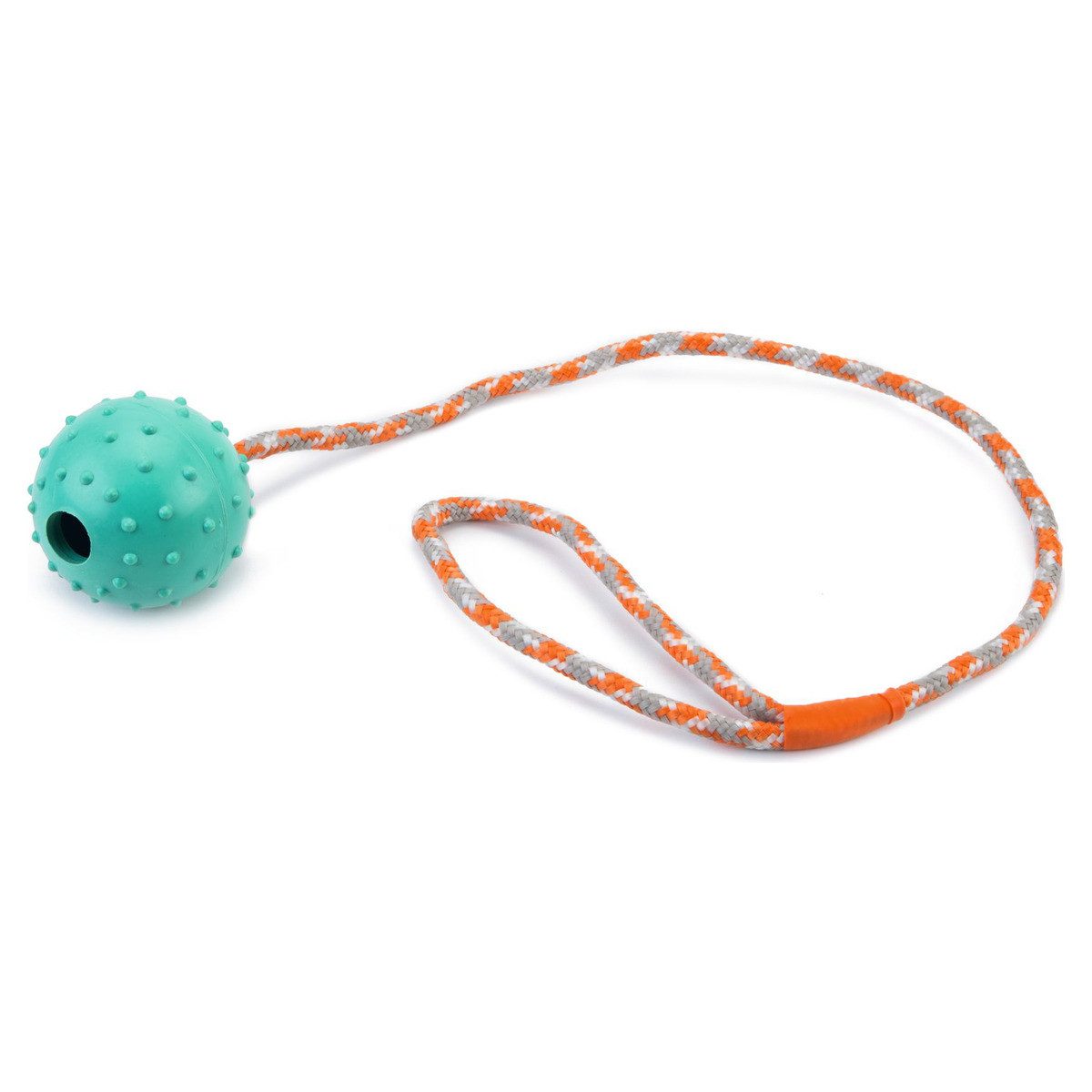 Beeztees Outdoor-Spielzeug Hundespielzeug Ball mit Glocke + Kordel massiv mint