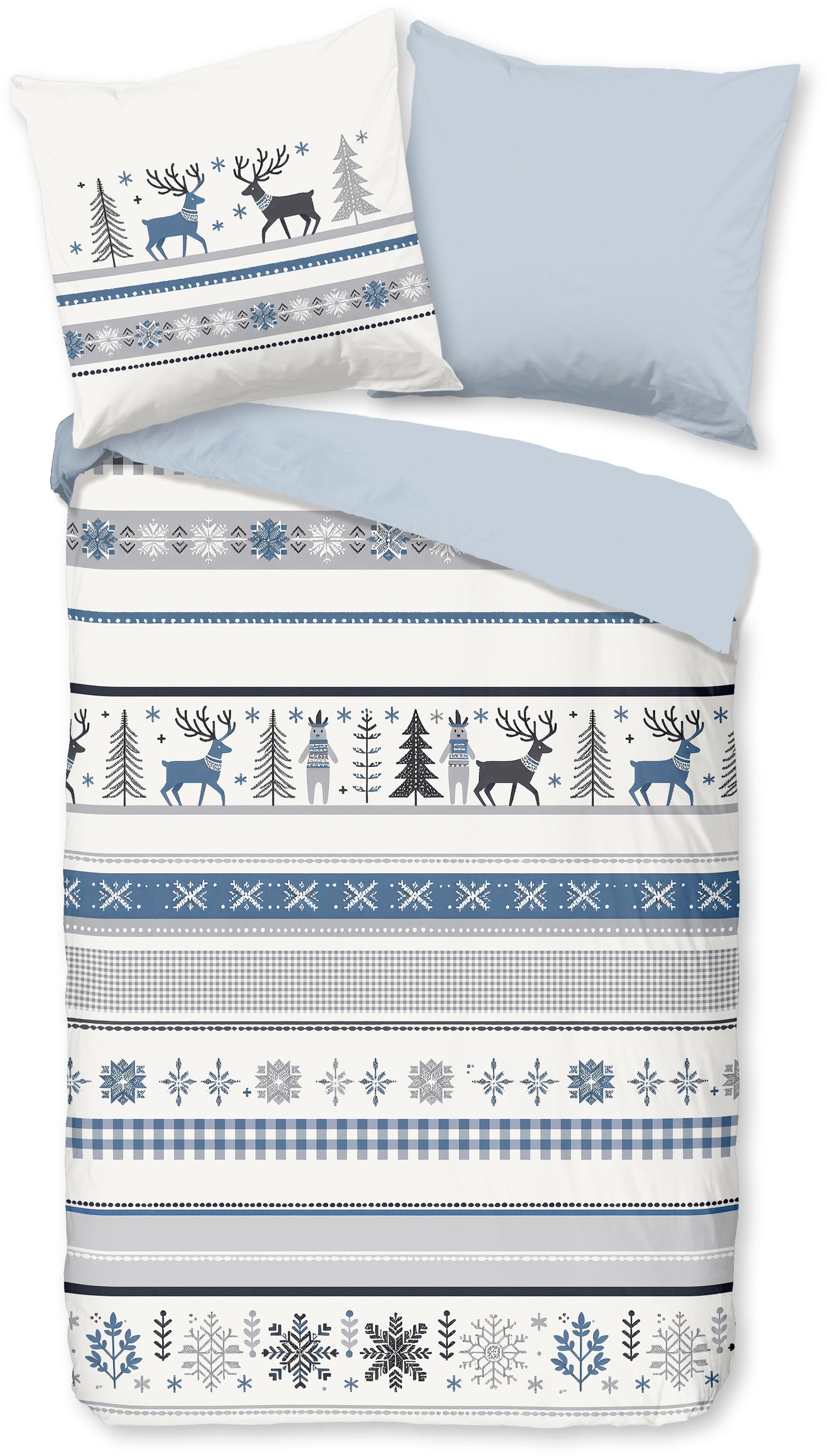 good morning Wendebettwäsche Aila, Biber, Flanell, 2 teilig, Flanell, Biber, Winter, Warm, Reißverschluss, Wendeoptik, Winter – Bild 2 von 5