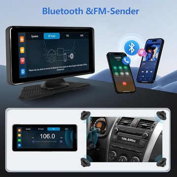 Hikity Tragbares Autoradio mit 6,86 Zoll Touchscreen und 4K Frontkamera Navigationsgerät (Kabelloses Apple Carplay und Android Auto)