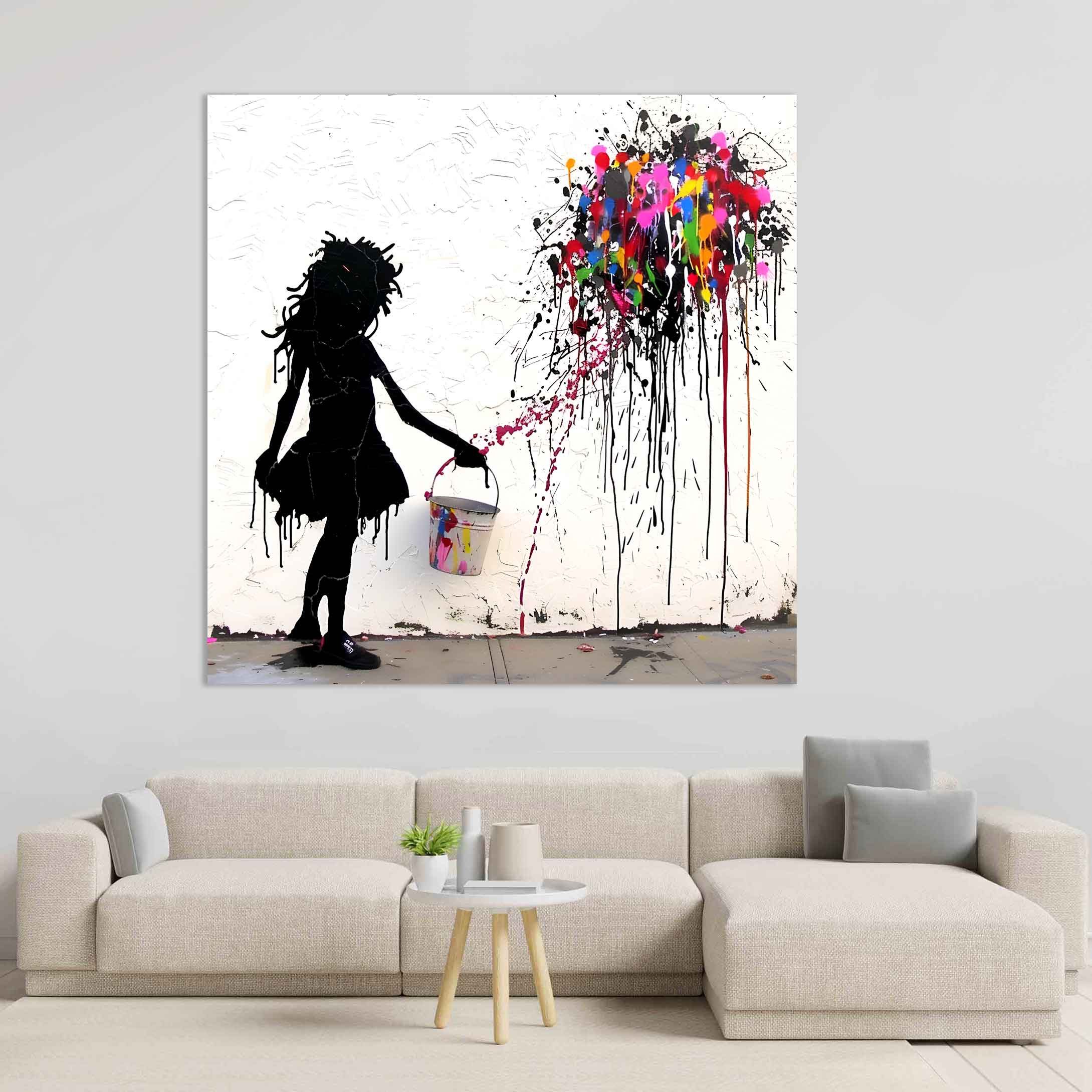 Leinwando Gemälde Leinwandbild Banksy Color Crash - Popart bilder / kunstdruck – Bild 3 von 4