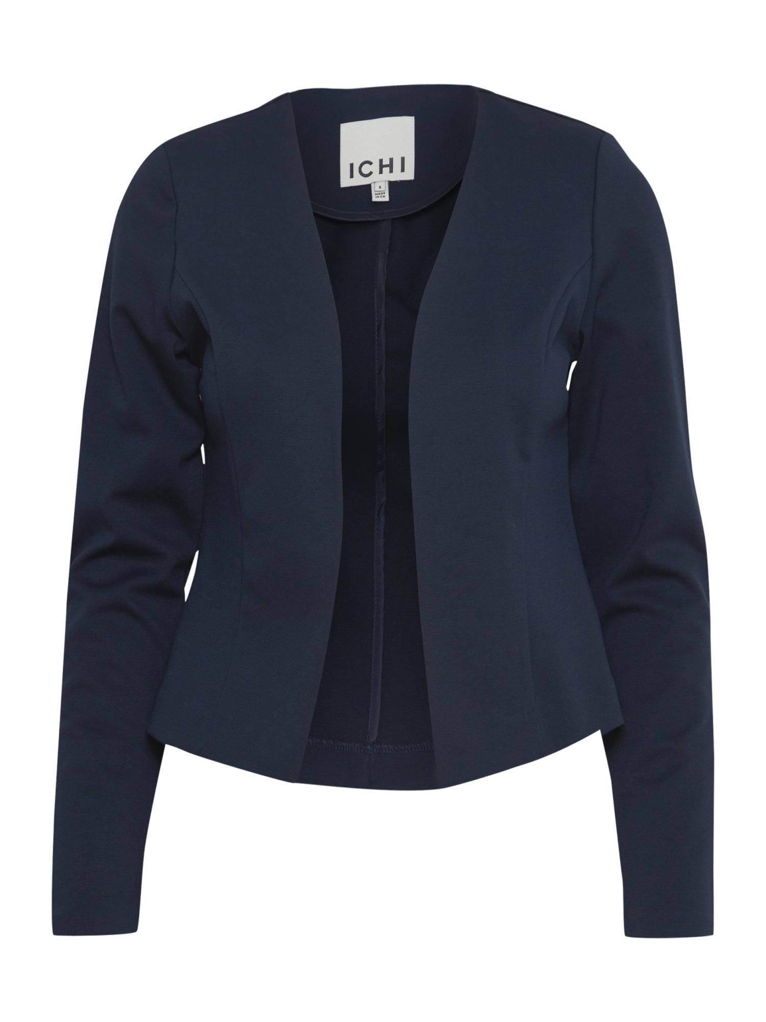 ICHI Jackenblazer blau,Casual,Polyester,Unifarben,V-Ausschnitt,Lang,Boxy Fit