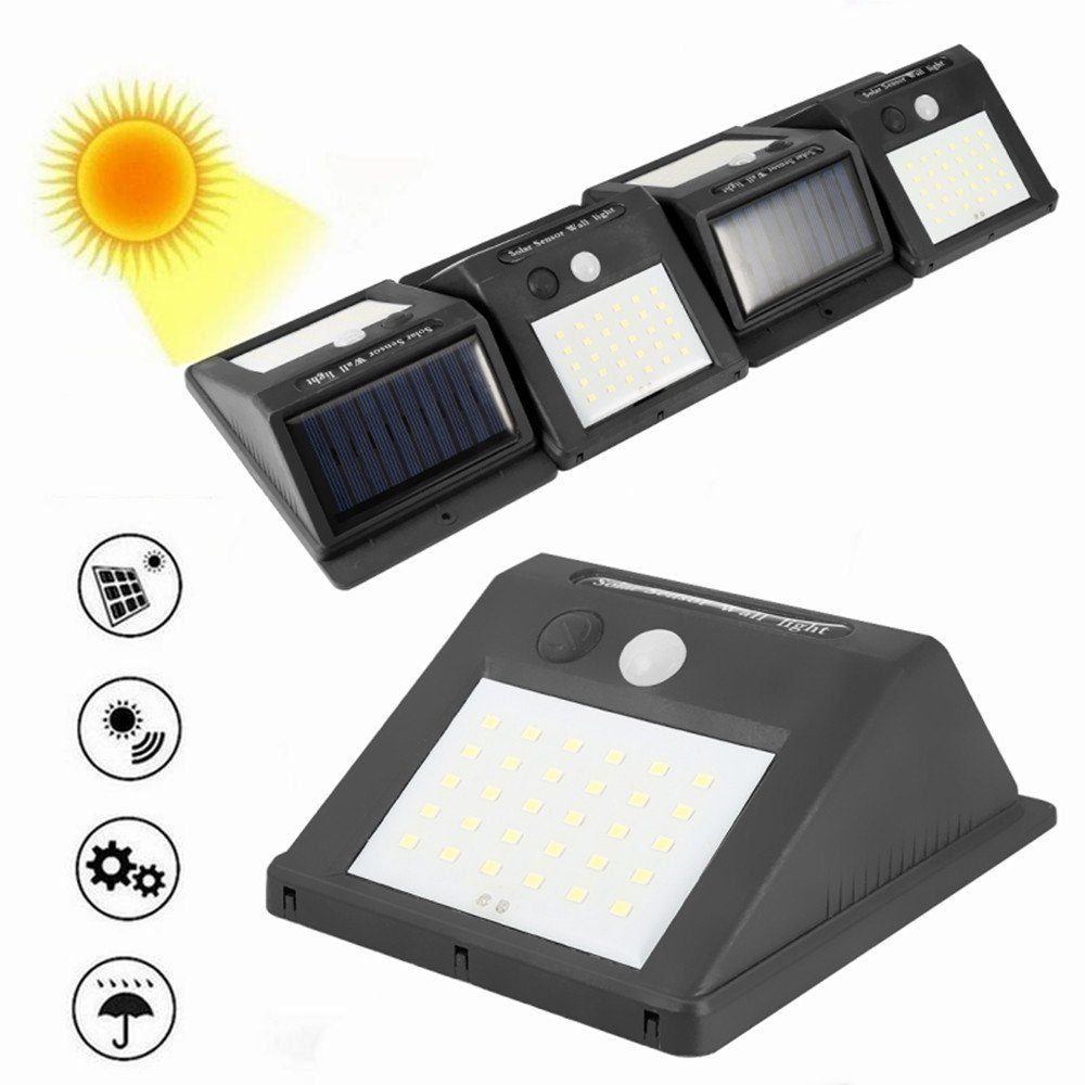 LETGOSPT Wandleuchte Solarlampen für fest integriert, LED mit Solarleuchte, Außen Bewegungsmelder, Tageslichtweiß Superhelle