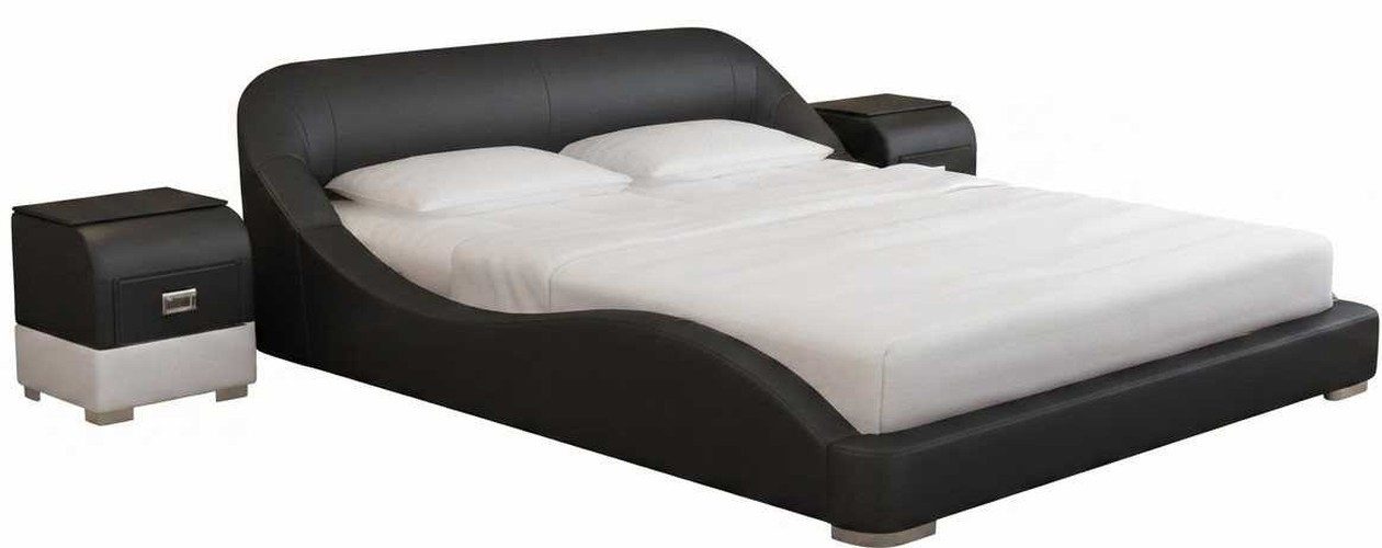 JVmoebel Bett Modernes schwarzes Bett mit Nachttischen im Luxusdesign (3-tlg., 3-tlg)