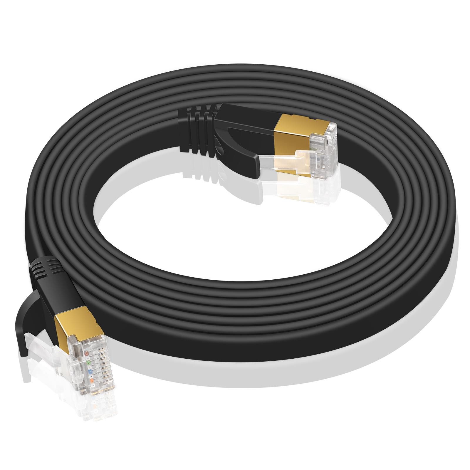 VERCO Cat 7 Netzwerkkabel flaches LAN-Kabel, RJ-45 (Ethernet), (5000 cm), 10 / 100 / 1000 Mbits Geschwindigkeit bis 1 Gbits S/FTP Patchkabel
