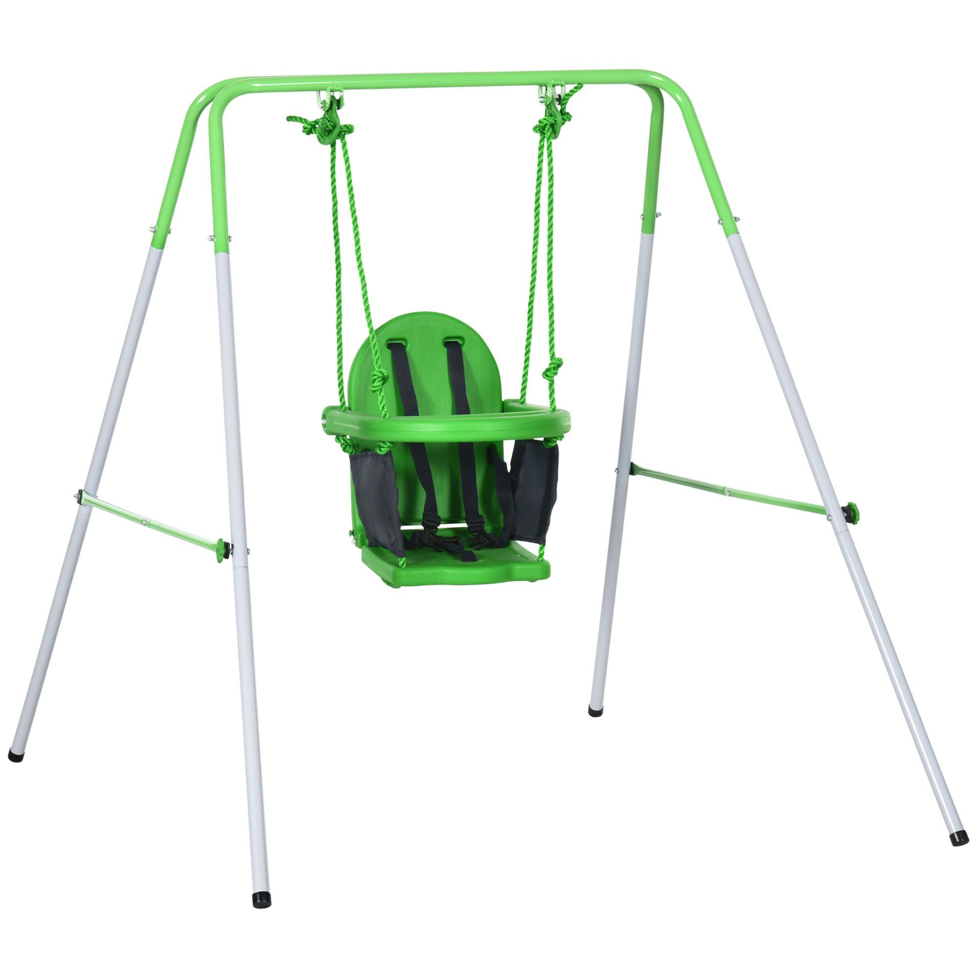 Outsunny Einzelschaukel Babyschaukel mit Sicherheitsbügel, Anschnallgurt, ( günstig online kaufen