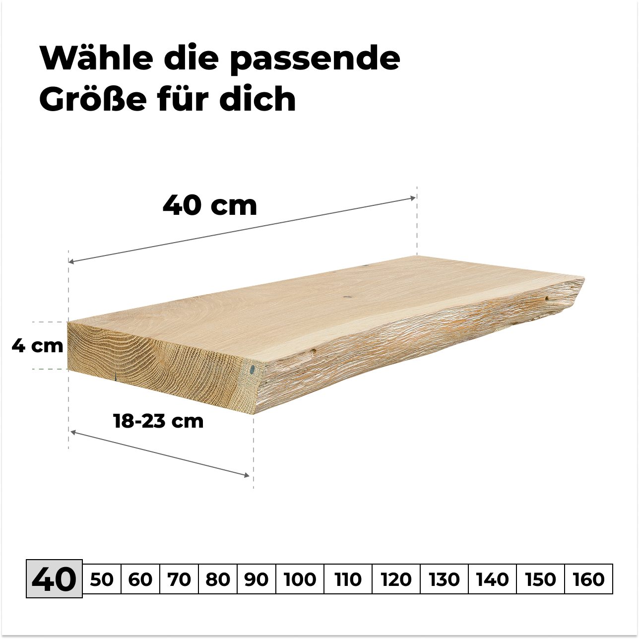 tømmermann Wandregal Schweberegal Holzregal mit Baumkante - Hängeregal aus günstig online kaufen