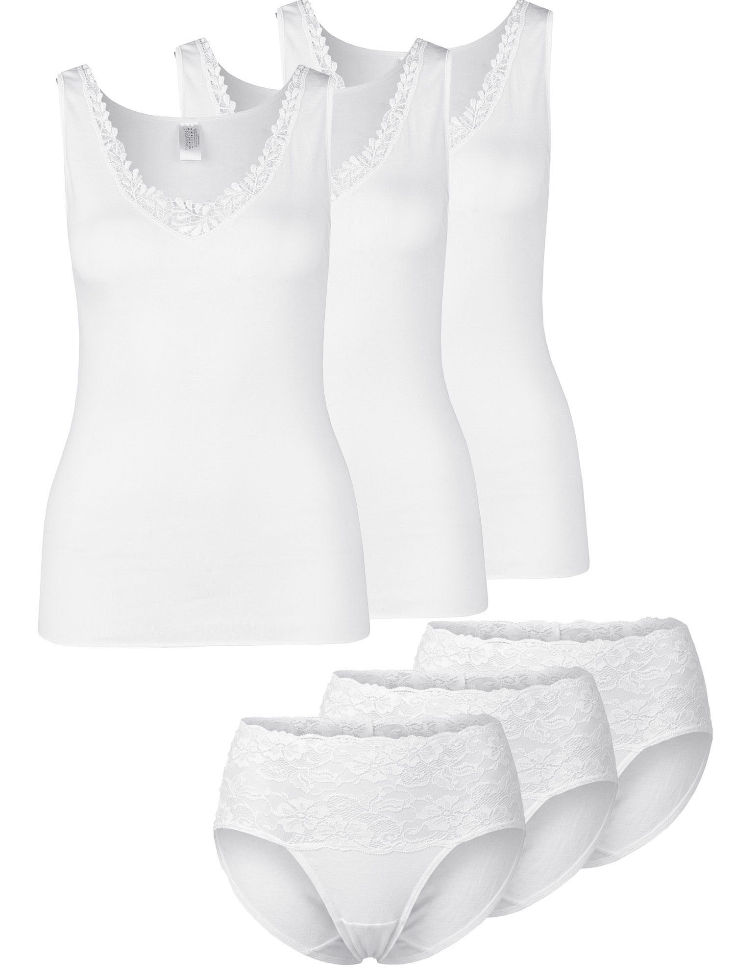 Nina Von C. Set: Unterhemd 6er Pack Damen Achselhemd & Taillenslip Fine Cotto (Packung, 6-tlg) reine Baumwolle, keine störenden Seitennähte