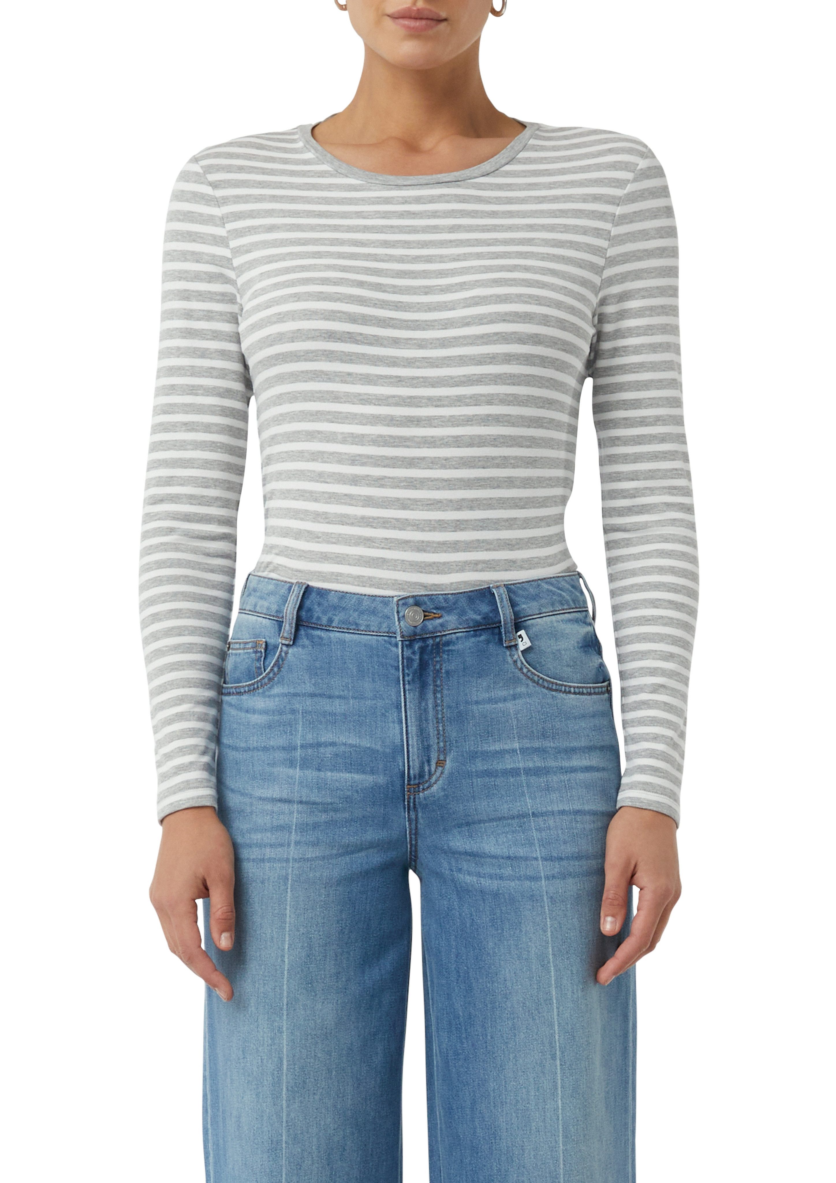 comma casual identity Langarmshirt gestreift, figurbetont, casual, Rundhals günstig online kaufen