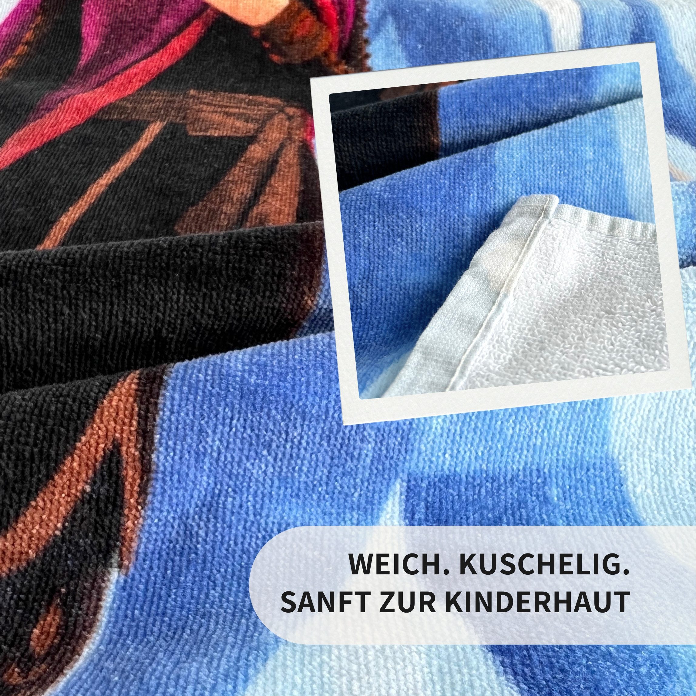 MTOnlinehandel Badetuch Disney Eiskönigin 70x140cm, Geschenk für Mädchen, 100% Baumwolle (1-St), Strandtuch Anna & Elsa, weich & saugfähig – Bild 4 von 5