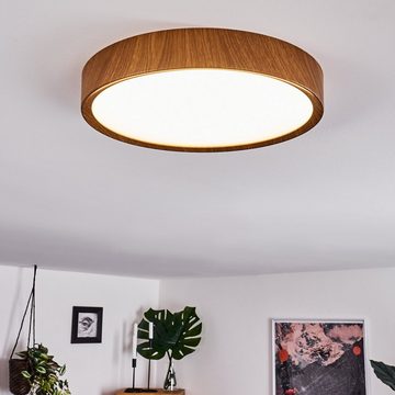 hofstein Deckenleuchte »Lioni« moderne Deckenlampe in Holzoptik/Weiß, 3000 Kelvin, Ø33, 5cm, 2000 Lumen, LED