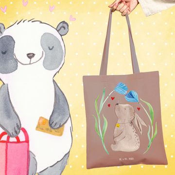 Mr. & Mrs. Panda Tragetasche Hase Blume - Braun Pastell - Geschenk, Geschenke zu Ostern, Ostern Ki (1-tlg), Lange Tragegriffe