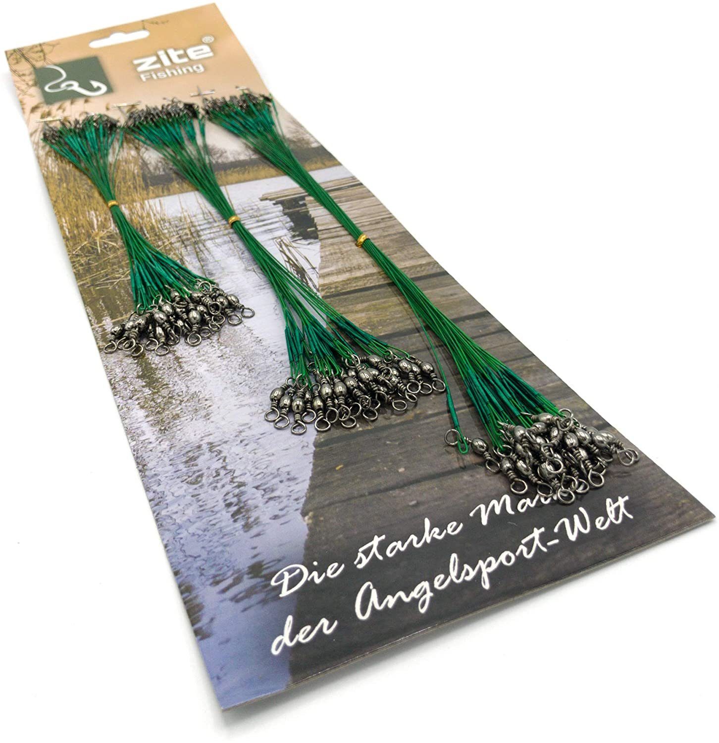 Zite Vorfachschnur Stahlvorfächer, (Raubfisch Set, 75-St), Vorfachschnur mit Tönnchen- und Karabinerwirbeln