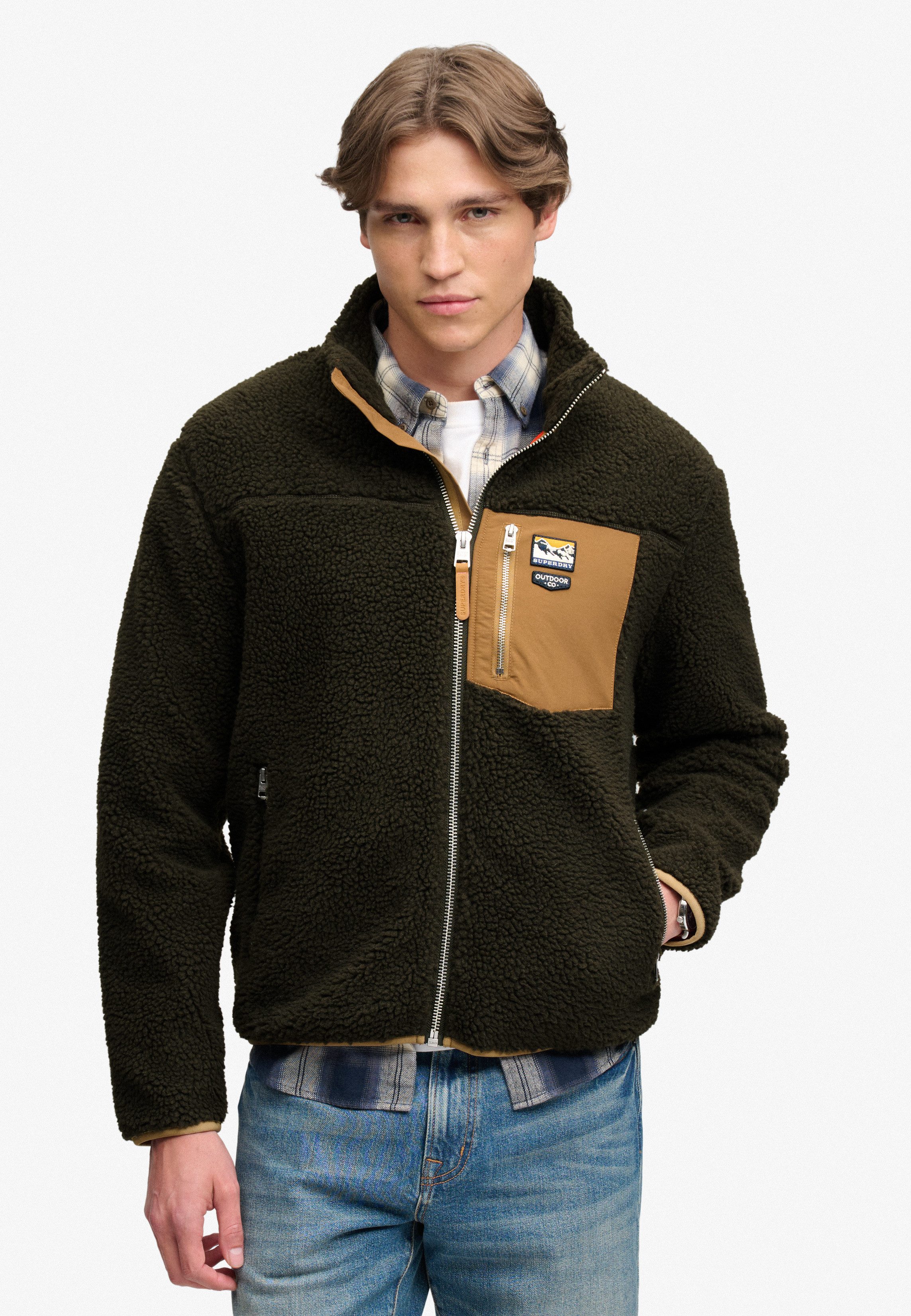 Superdry Sweatjacke MOUNTAIN FULL ZIP FLEECE Relaxed Fit, mit Reißverschluss, aus Fleece