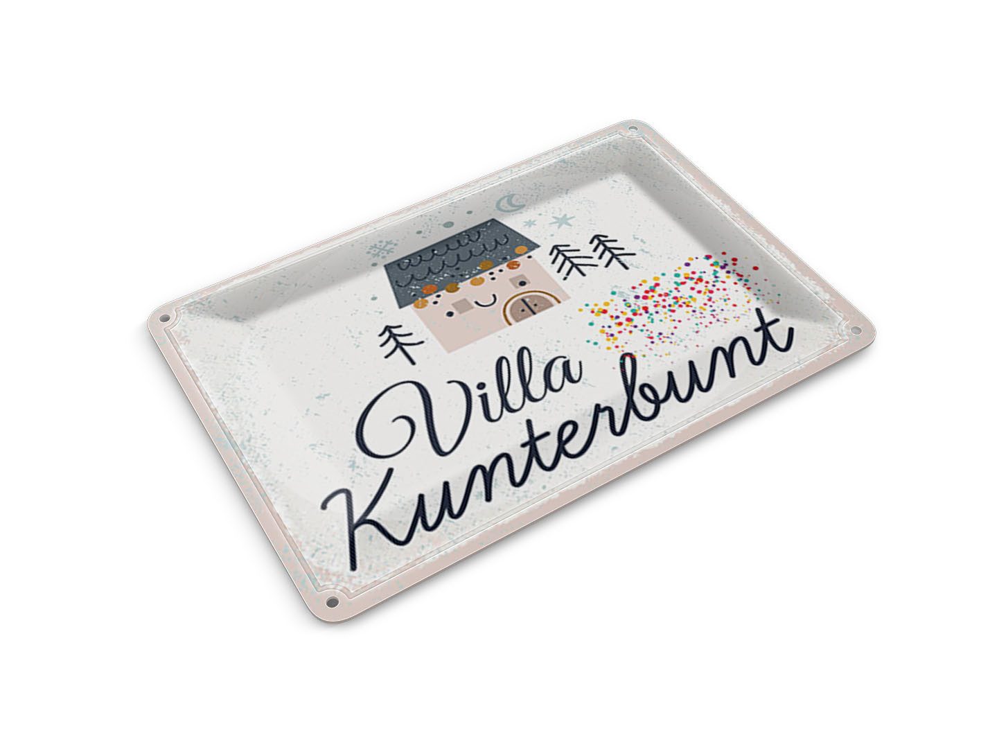 Femer GmbH Postkarte Spruch Haus Villa Kunterbunt bunt 14x10 cm, unfrankiert