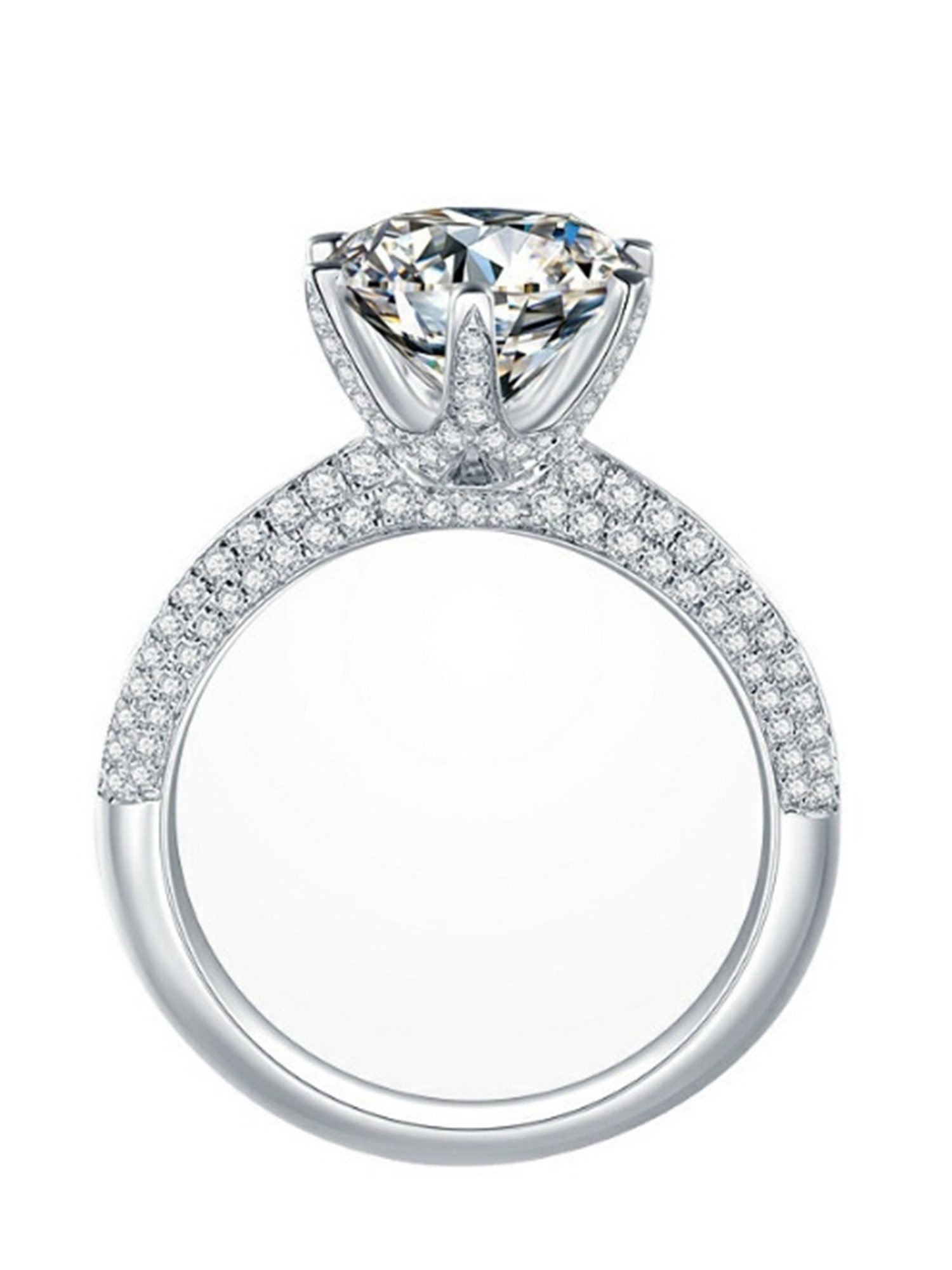 Staufergold Verlobungsring Moissanit Solitärring „Crown Split“ 1ct