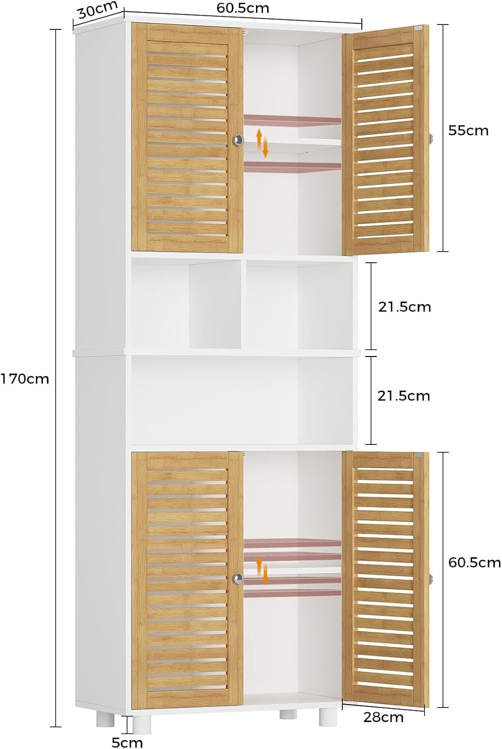 MSMASK Hochschrank Badezimmerschrank mit 3 offenen günstig online kaufen