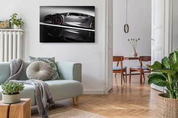 Sinus Art Leinwandbild 120x80cm Wandbild auf Leinwand Sportauto Traumauto Auto Super Car Grau, (1 St)